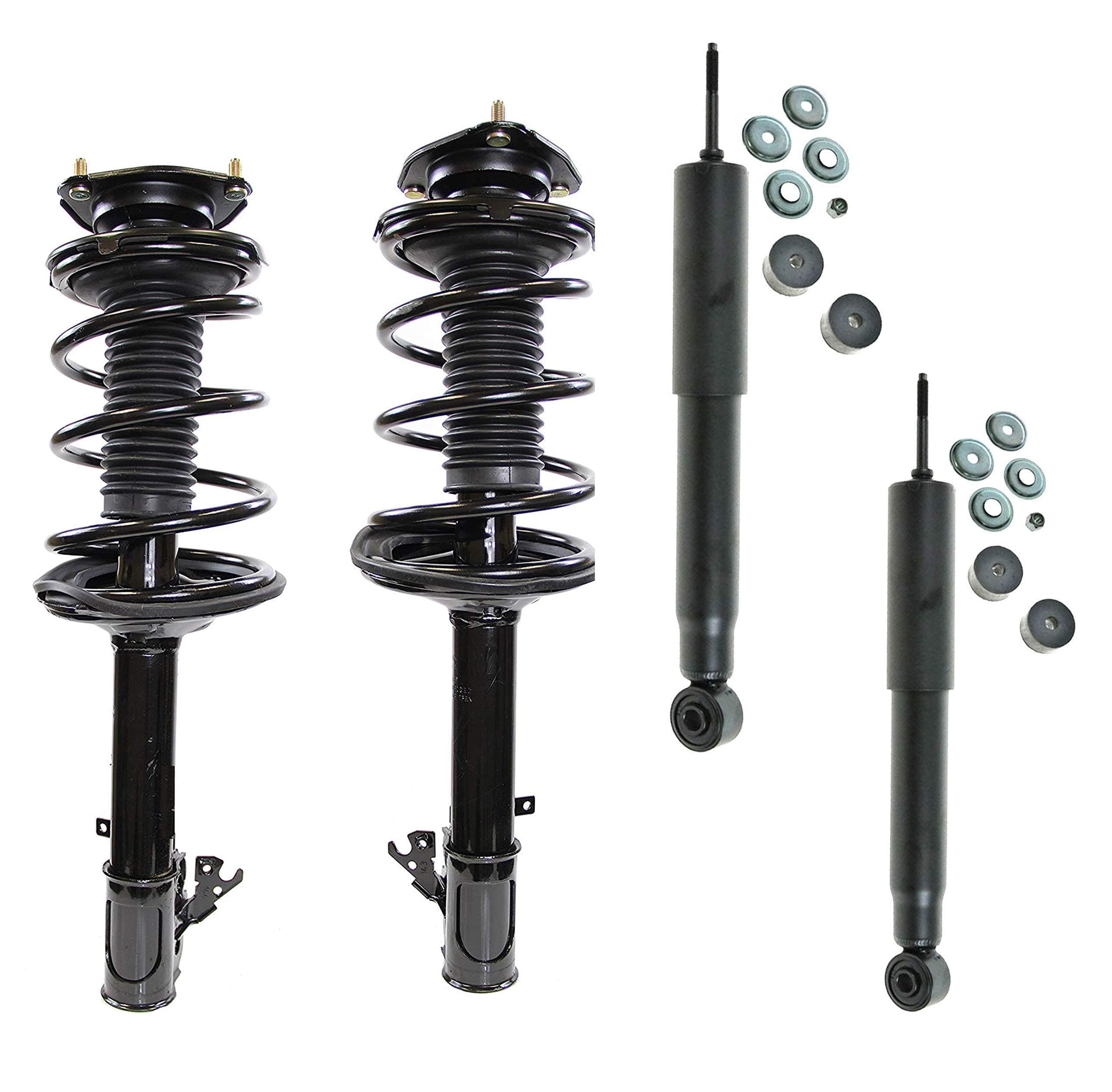 DTA 70172 Full Set -2 Front Complete Strut Assemblies With Springs and Mounts 2 Rear Shocks OE Replacement Compatible with 1996-2000 Toyota RAV4, Excludes 4DR/4WD Combo