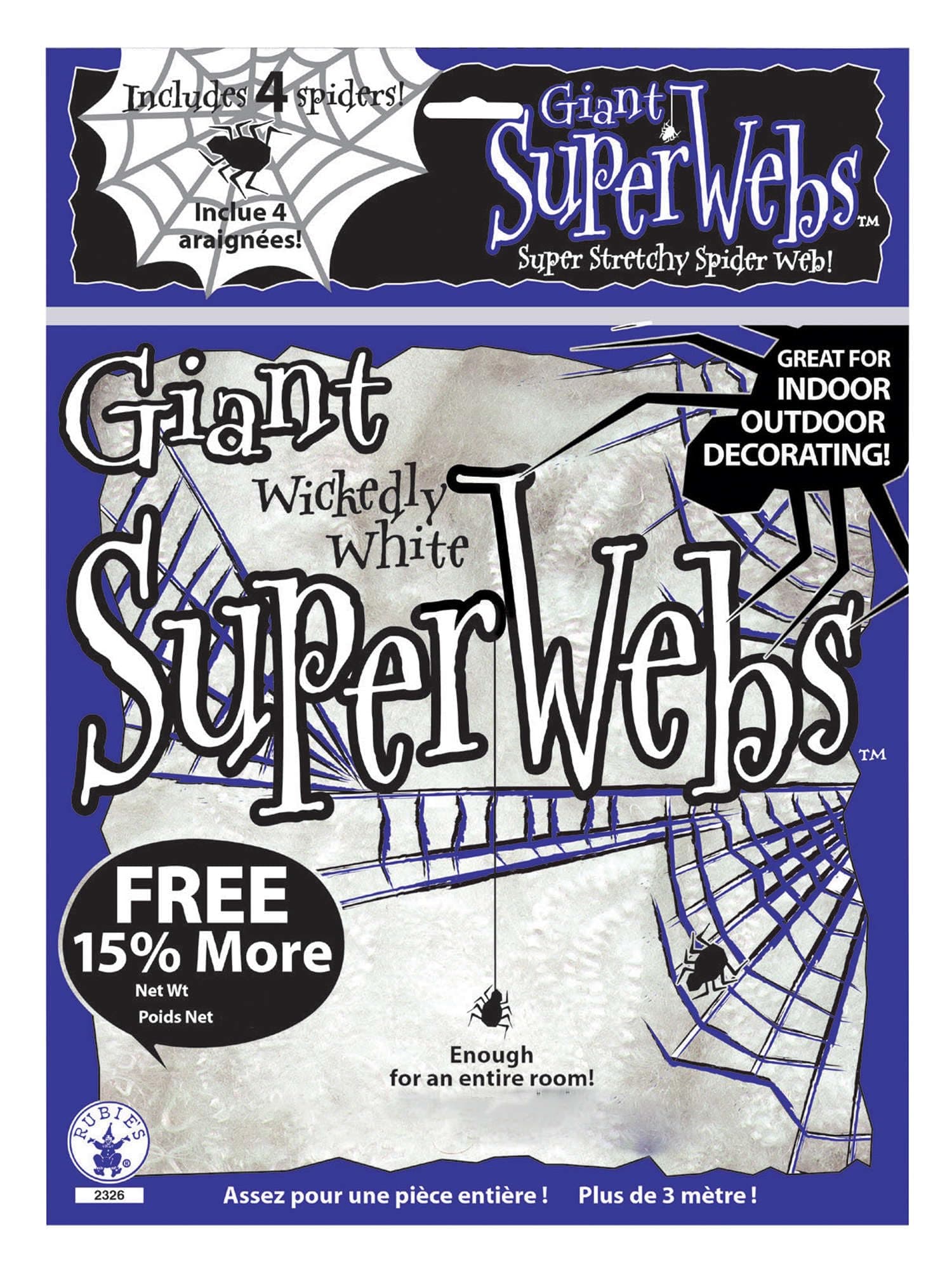 Rubies Large White Spider Web with Spiders