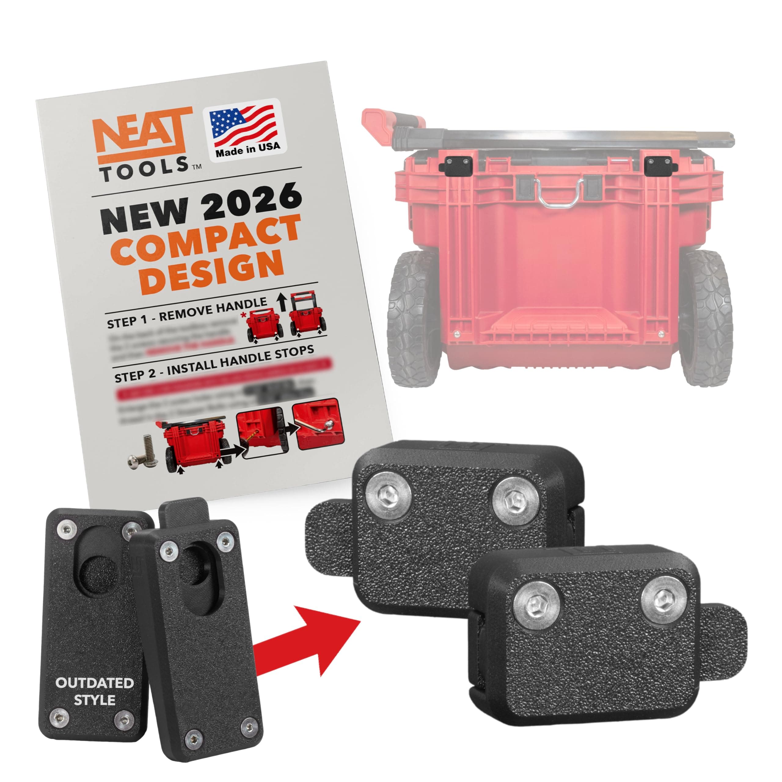 Upgraded Neat Tools NEW Compact Handle Quick Release Pins Kit for Milwaukee PACKOUT Rolling Toolbox Packout Accessories & Mods