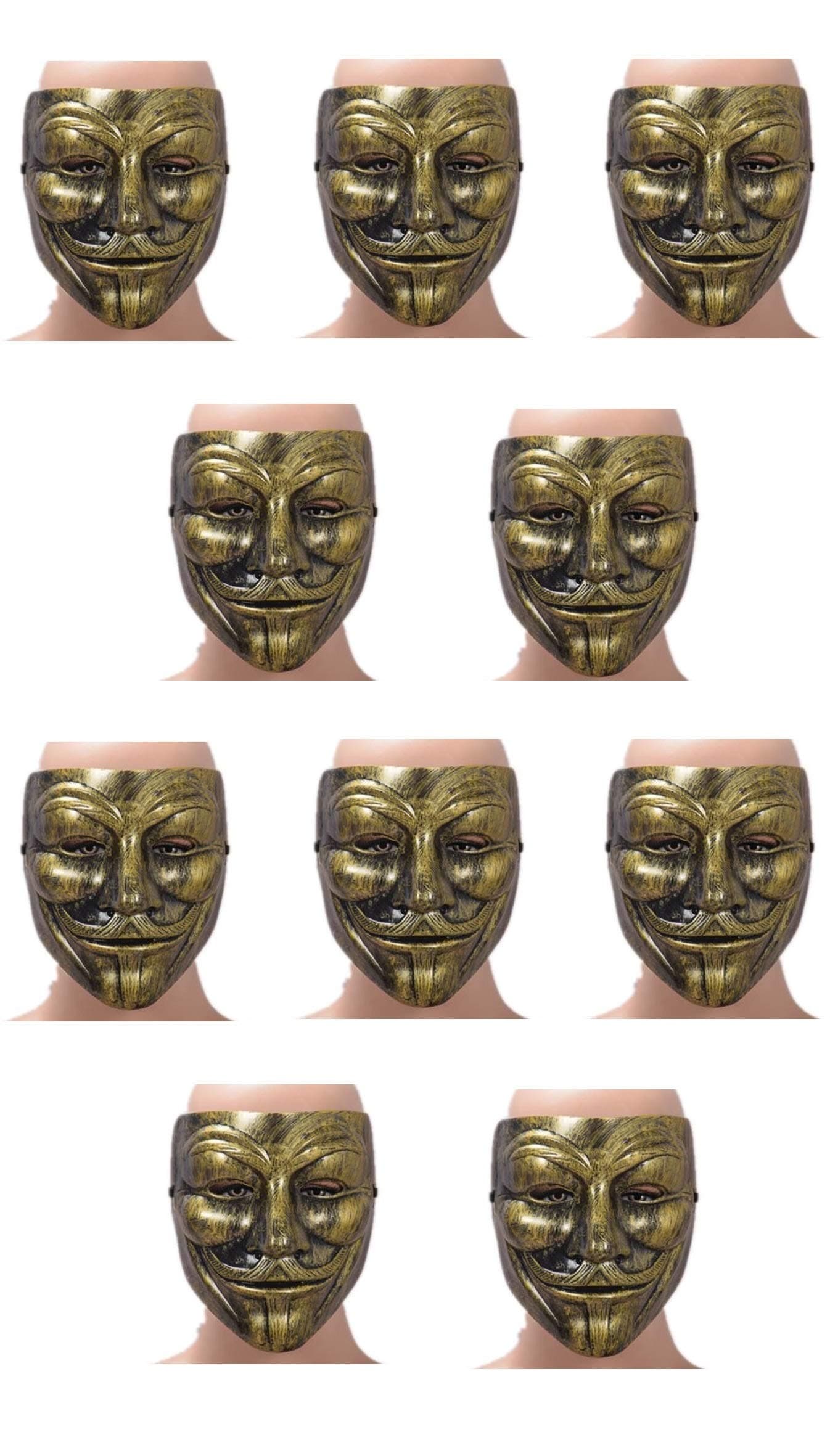 HK balloons V for Vendetta Comic Face Mask Anonymous Guy Fawkes, White (Pack of 10, Bronze)