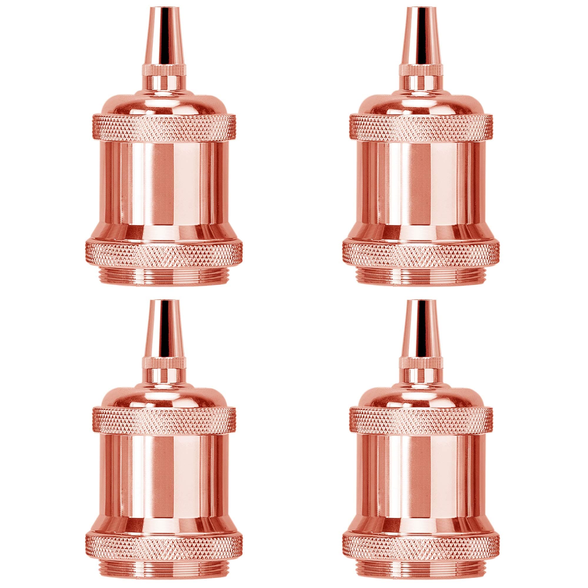 Rose Light Socket E26 Vintage Pendent Lamp Holder Replacement Keyless Edison DIY Lamps Ceramic Standard Medimun Screw Base with Metal Threaded Cord Grip by UPIDLighting