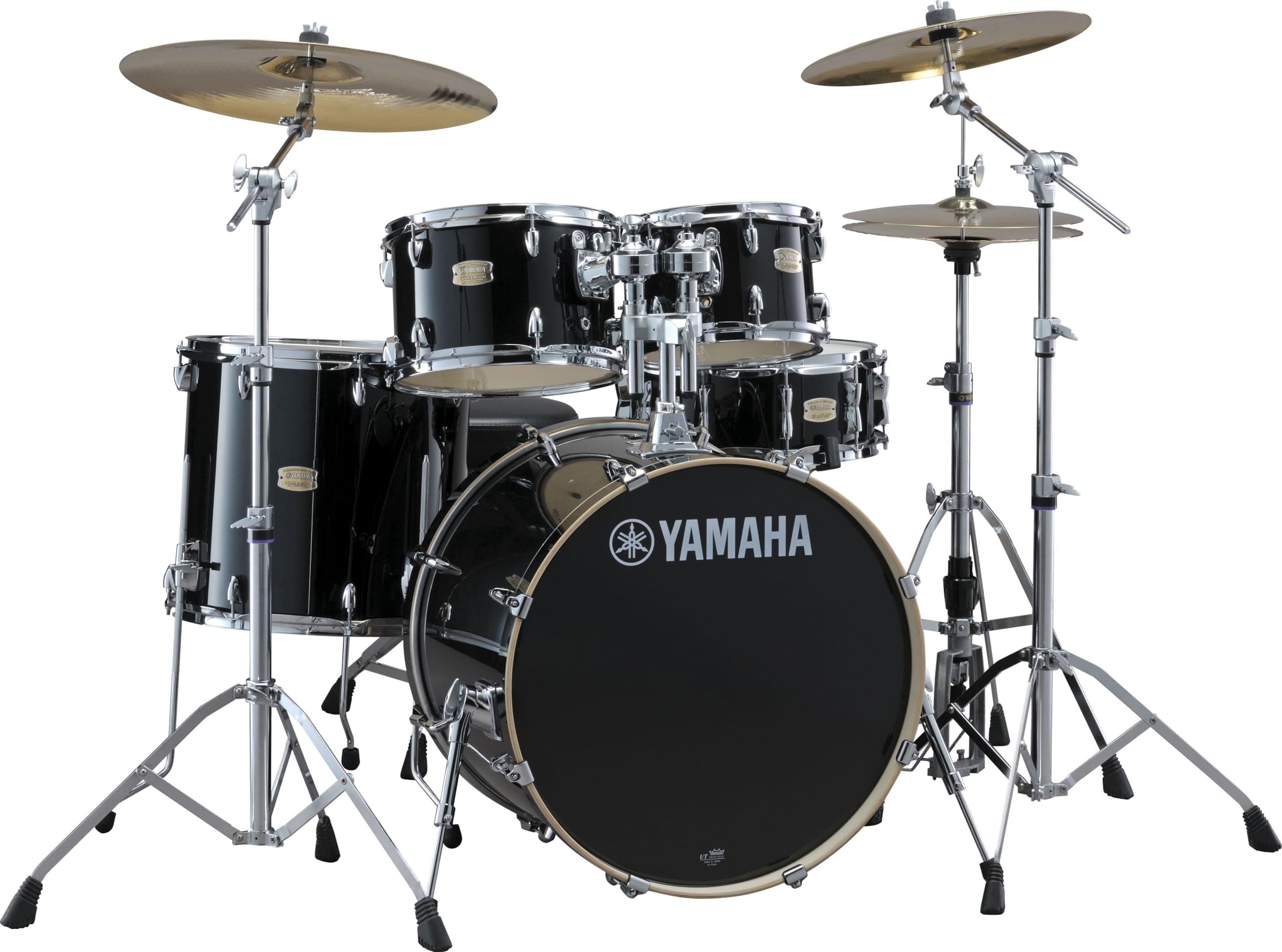 Yamaha Stage Custom Birch 5pc Drum Shell Pack With a 22" Kick Drum and 14” Snare Drum in Raven Black For Students and Working Drummers (SBP2F50RB)