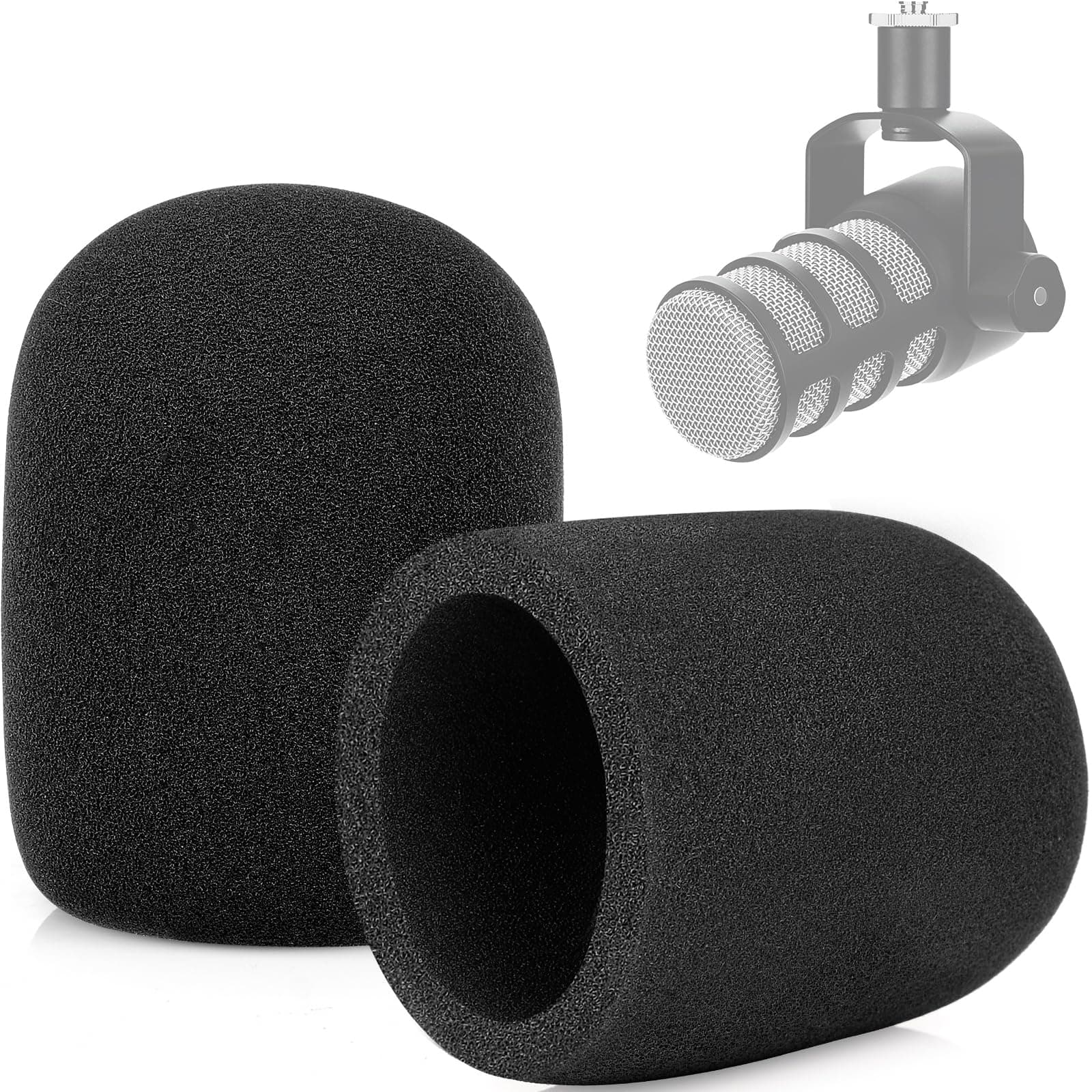 ChromLives Windscreen for Rode Podmic, 2Pack Microphone Pop Filter Foam Cover Compatible with Rode Podmic, Procaster, Podcaster, NT1, NT-USB, Mic Cover Replacement for Noise Reduction, Black