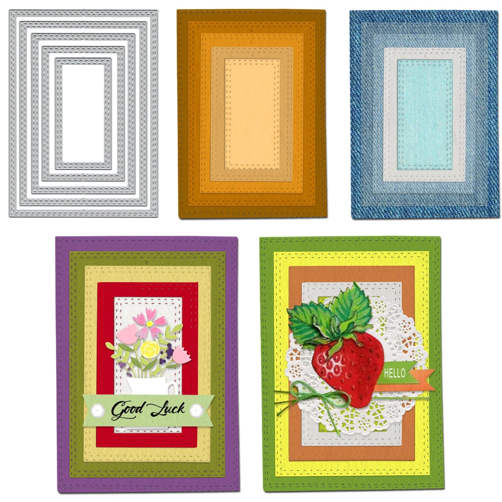 Nested Rectangle Frame Cutting Dies for Card Making, Dotted Layering Background Die Cuts Rectangle Embossing Template Stencil for Scrapbooking DIY Crafts