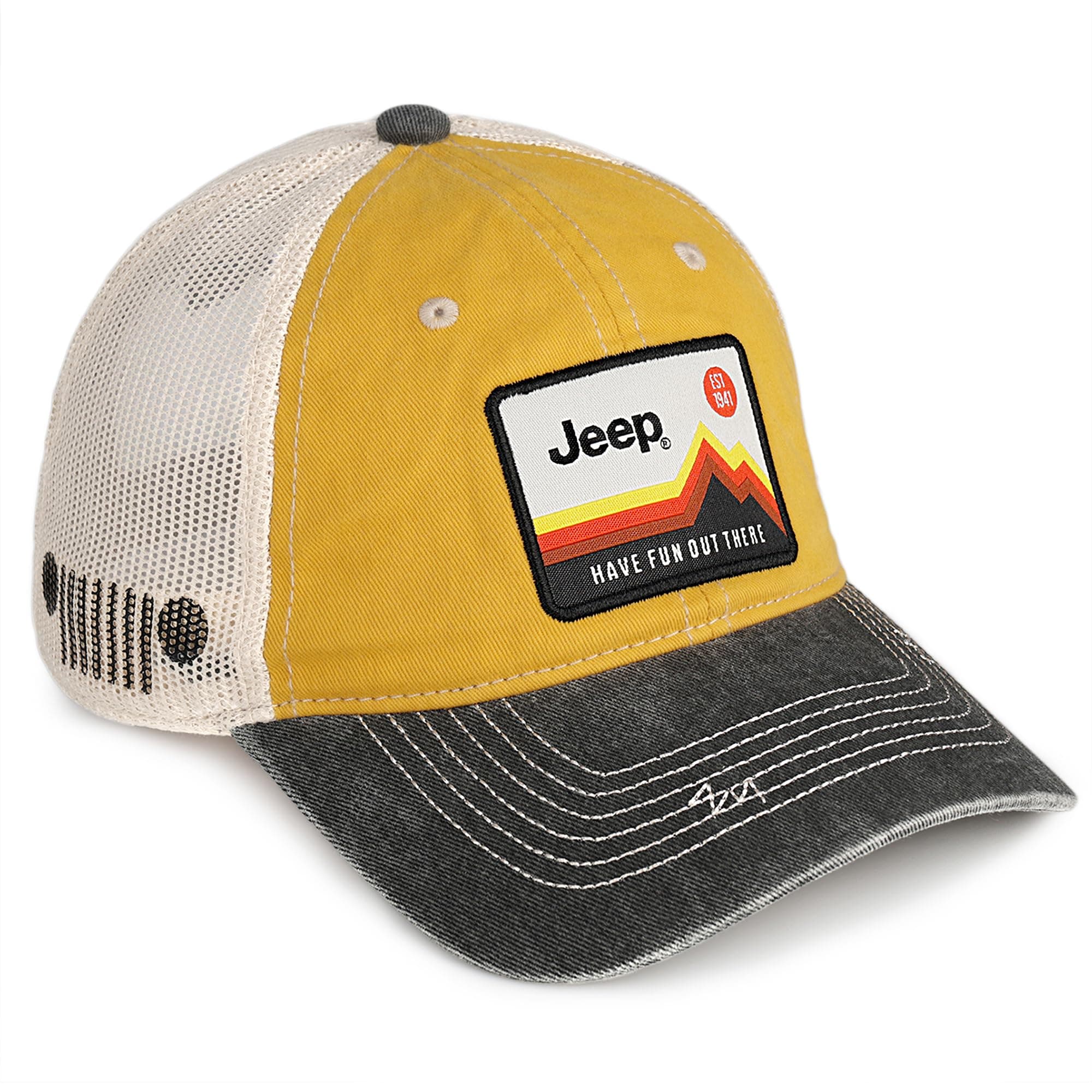 Have Fun Out There Patch Garment Washed Trucker Hat Unstructured for Men & Women - Adjustable Snapback Baseball Cap