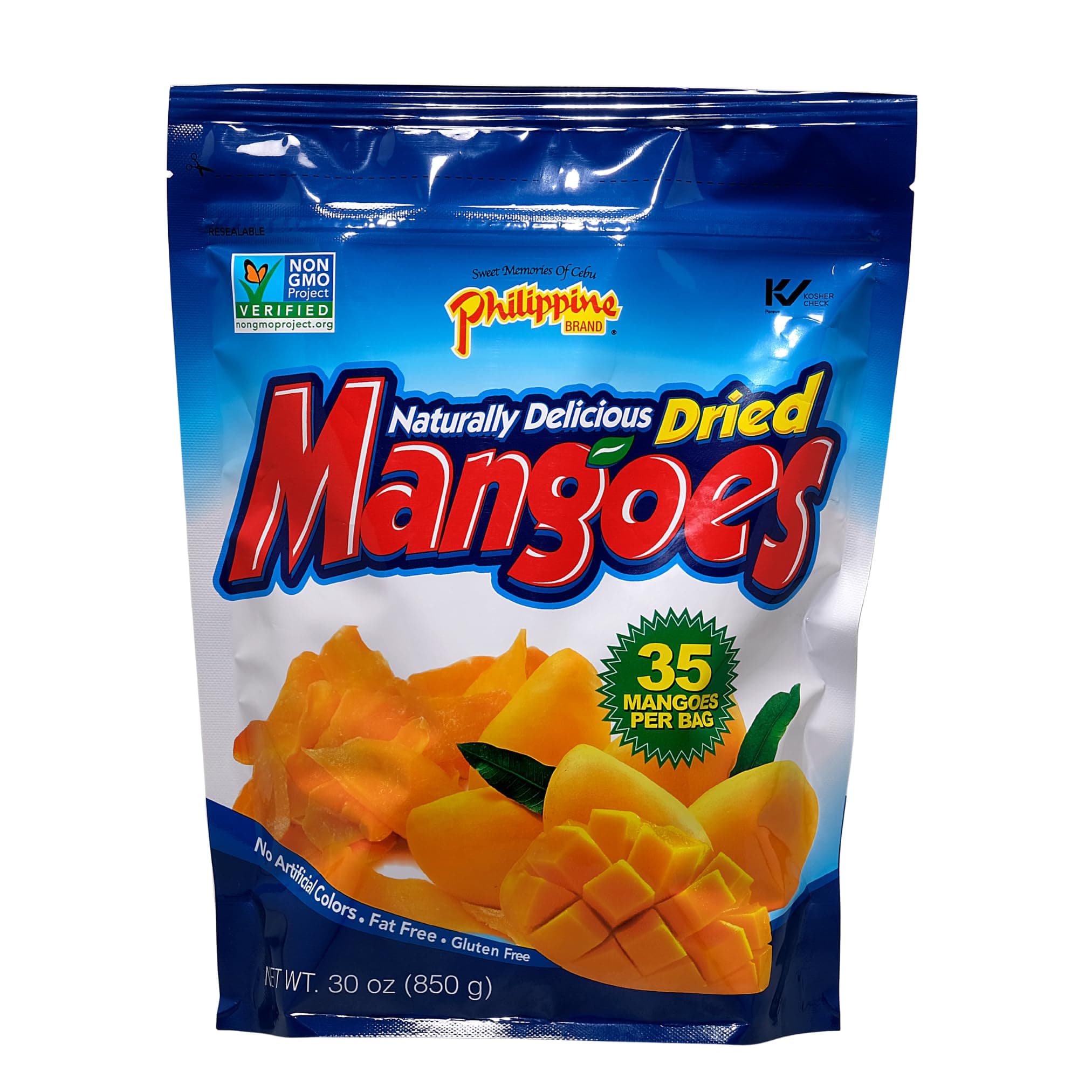 Philippine Dried Mangoes - Premium Cebu Dried Mango Slices from Philippines, Sweetened Dried Fruit Snack Packs, Bulk 30oz