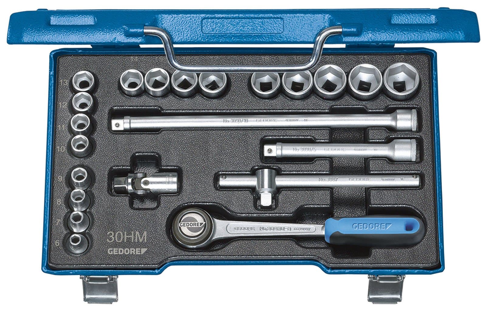 30 HMU-3 Socket Set 3/8" 22 pcs hex 6-22 mm