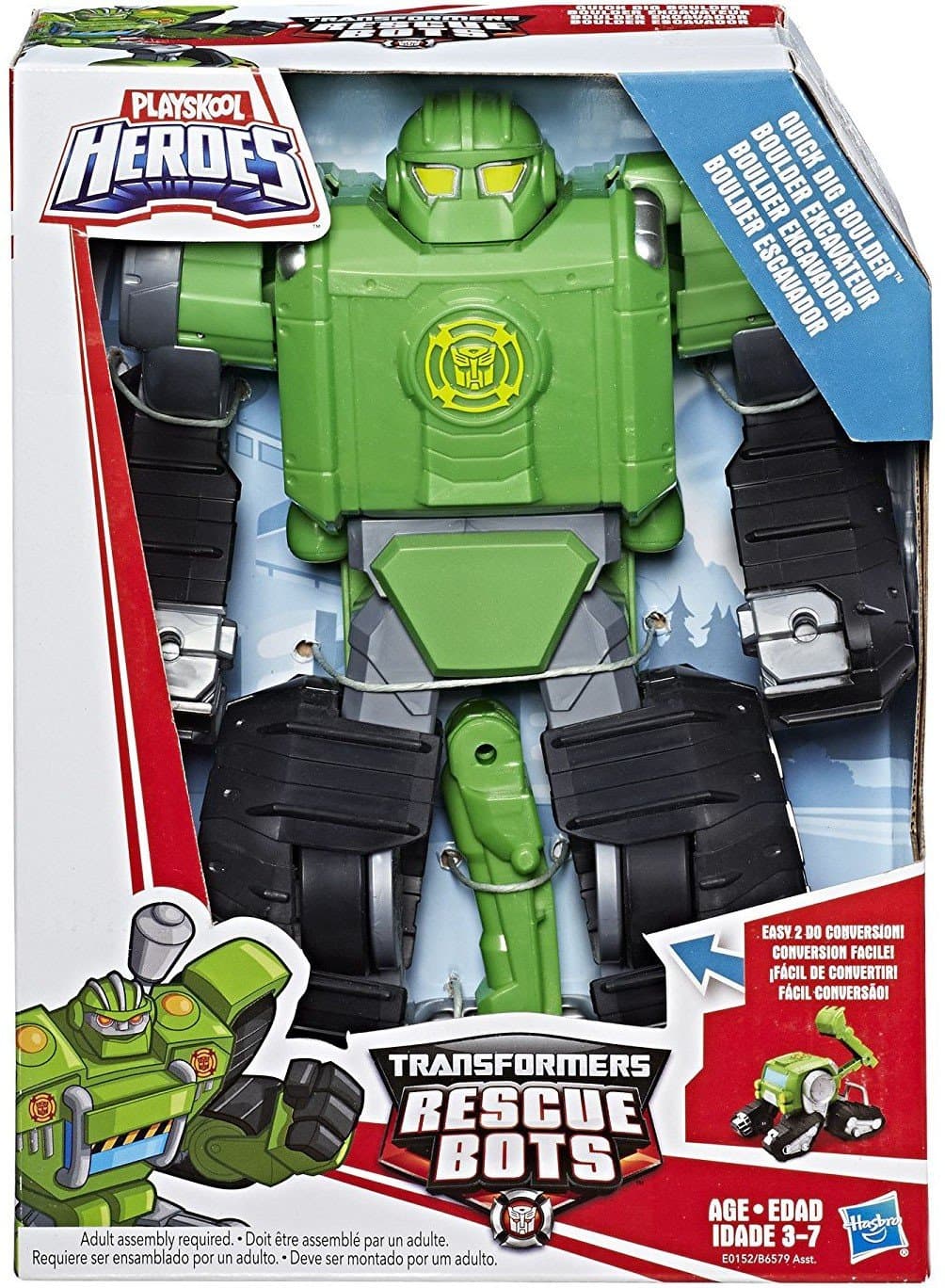 Playskool Heroes Transformers Rescue Bots: Converting Quick Dig Boulder 10" Toy Ages 3 to 7