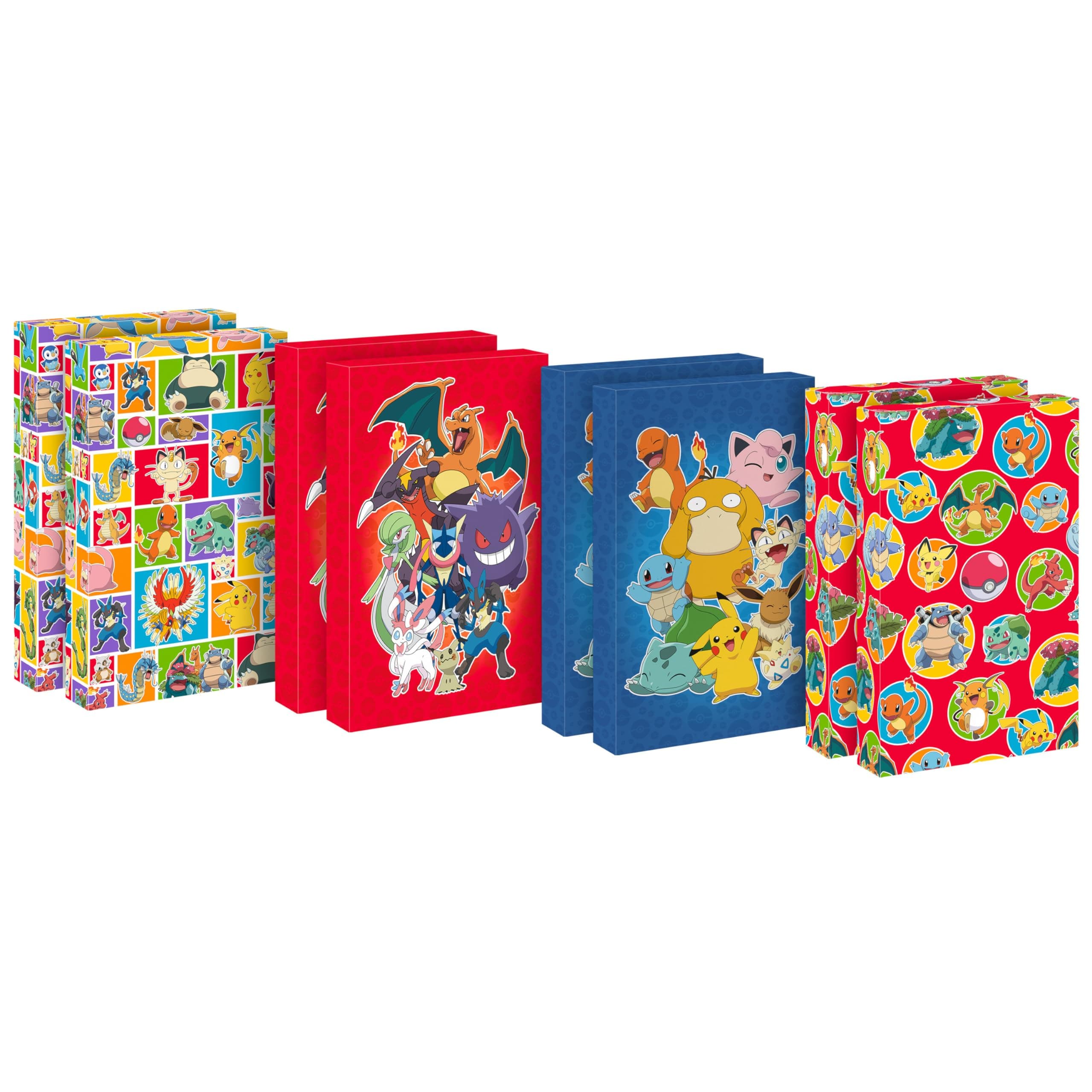 Pokémon Medium Gift Boxes with Lids (8 Shirt Boxes, 4 Designs) for Kids, Parties, Back to School, Christmas