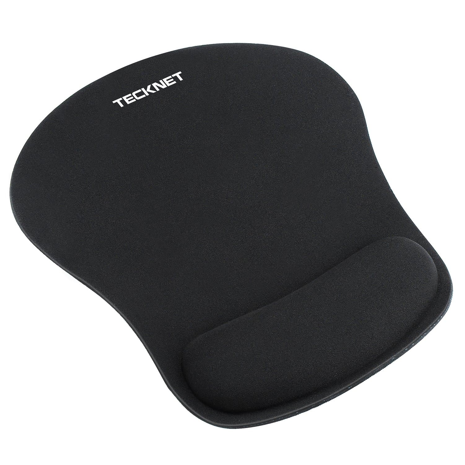 TECKNET Mouse Mat Wrist Support, Ergonomic Mouse Mat with Memory Foam, Mice Pad with Anti-slip Rubber Base, Waterproof Surface Mouse Pad for Computer, Laptop, Office, Home and Travel, Black