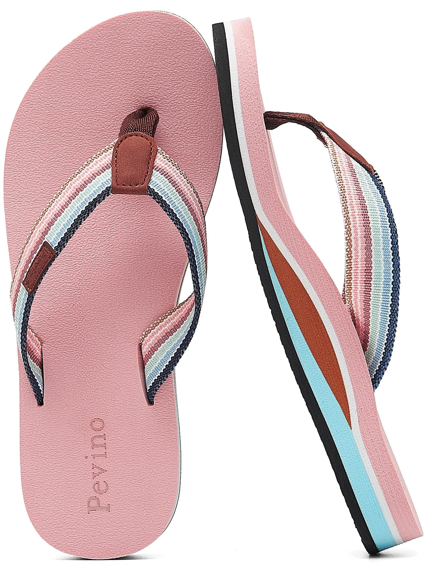 Pevino Women's Orthotic Flip Flops,Casual Comfortable Yoga Mat Thong Sandal with Arch Support