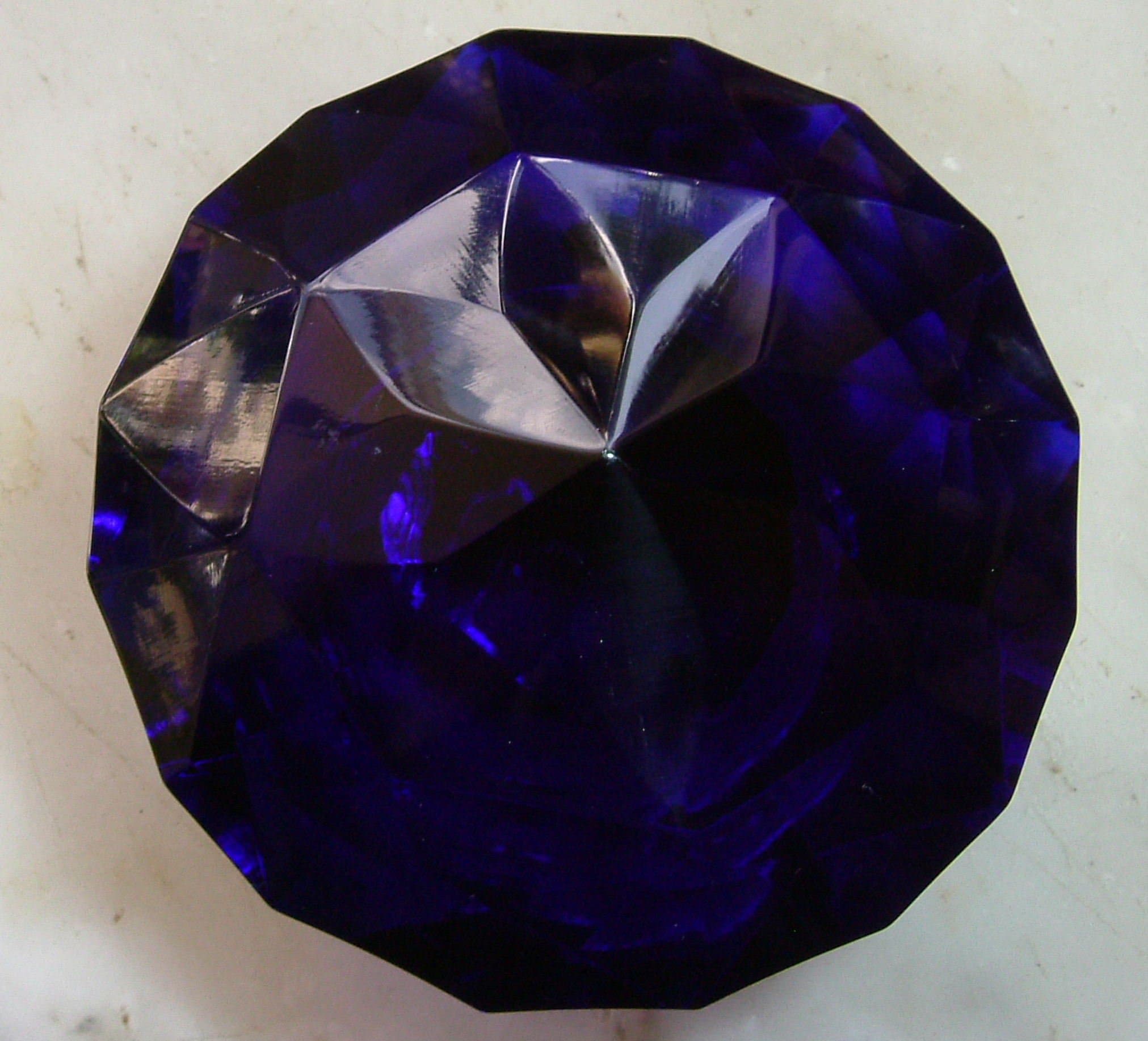 Peter Sharpe Door knobs Dark Blue large cut glass mortice lock (pair) Brass base