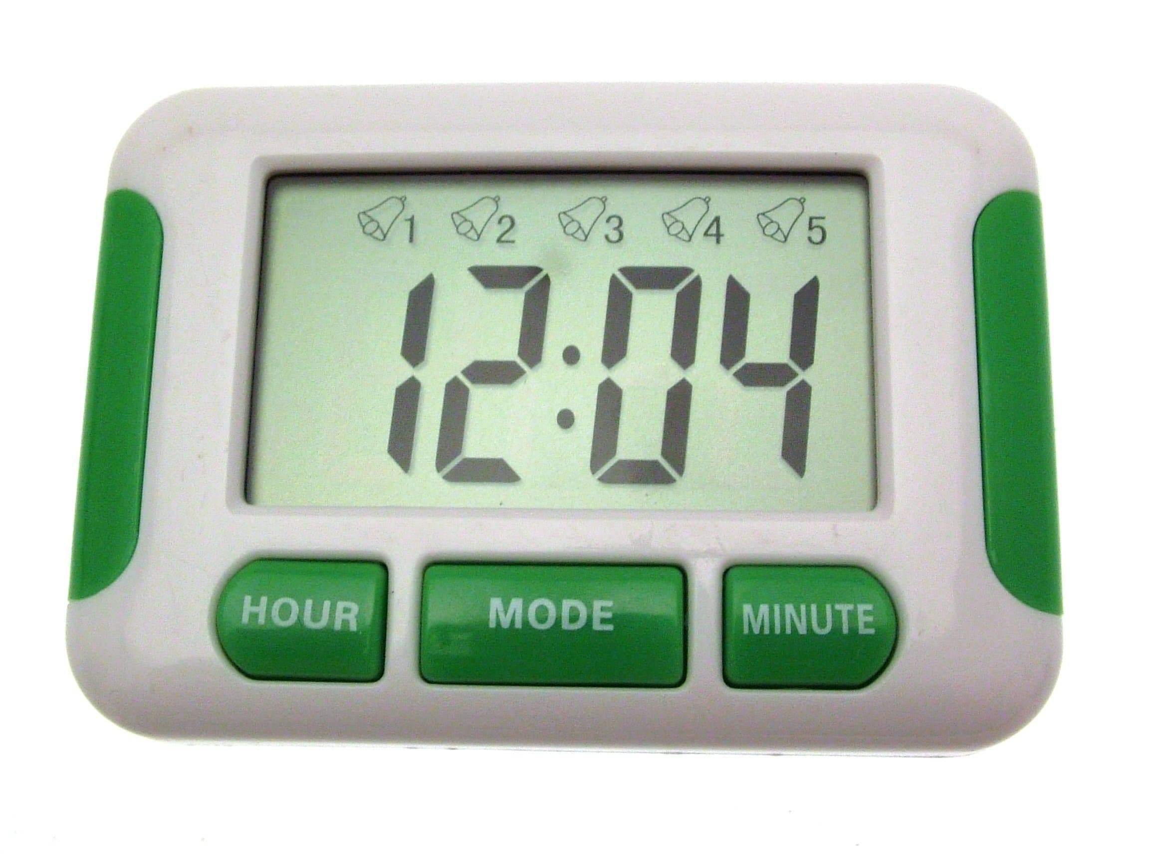 Compact Five Alarm and Countdown Pill Reminder