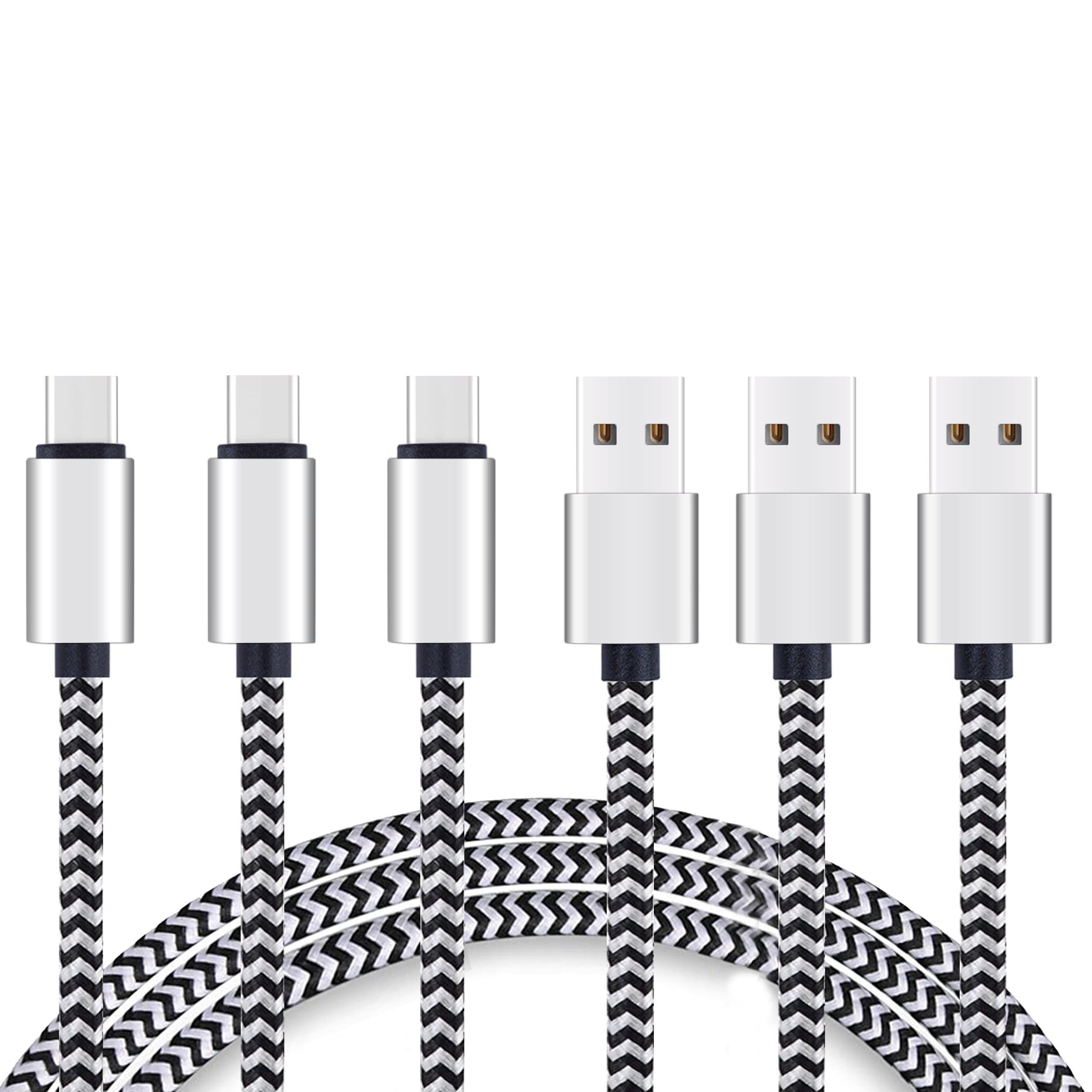 Ailun USB Type C Cable 3ft 3Pack High Speed Type-C to USB A Sync and Charging Nylon Braided Cable for Galaxy S22,Galaxy S21,Galaxy s20 and More Smartphone Tablets Silver BlackGrey NOT Micro USB