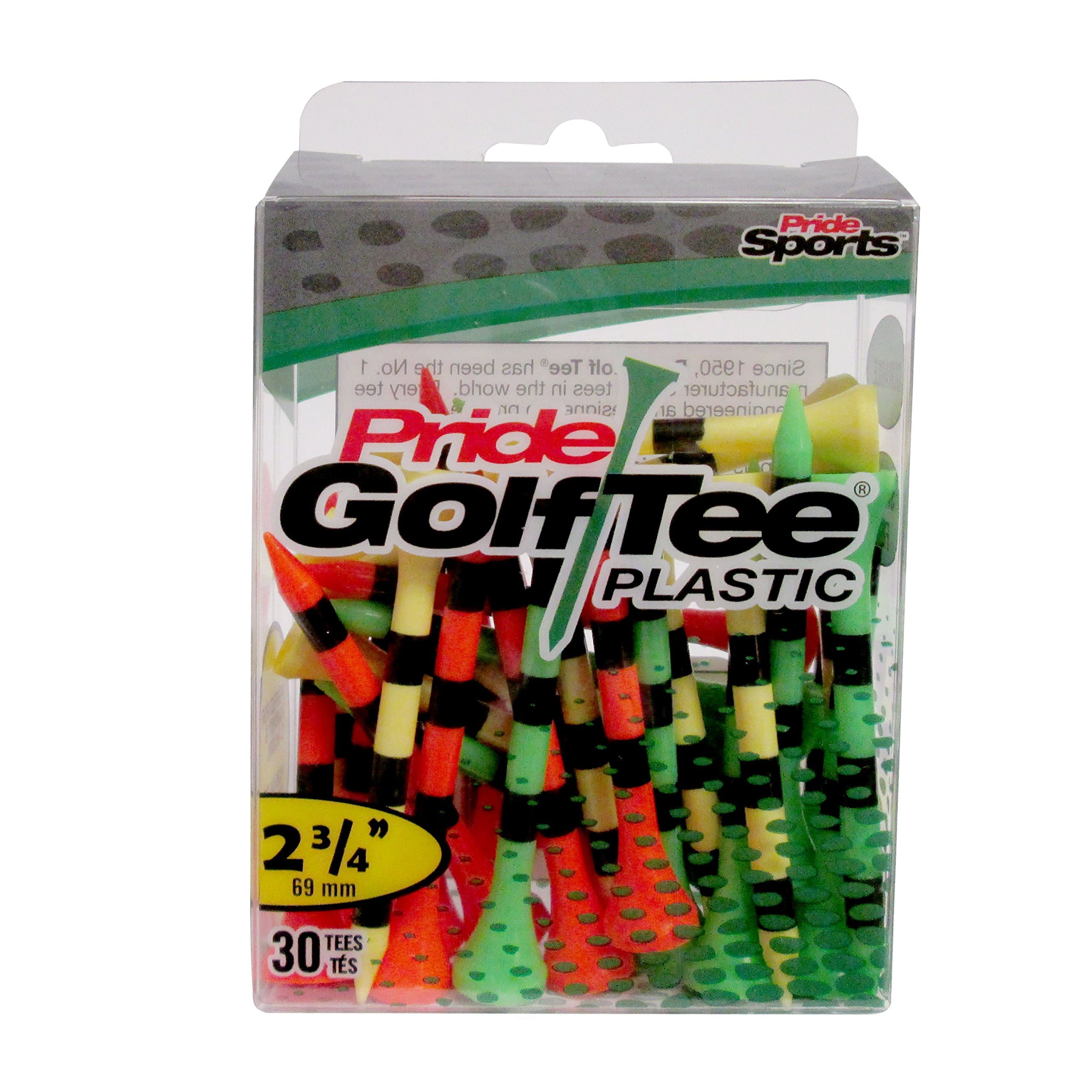 Pride Golf Tee Pride Plastic Striped Golf Tees (Pack of 30), 2-3/4", Fruit Mix