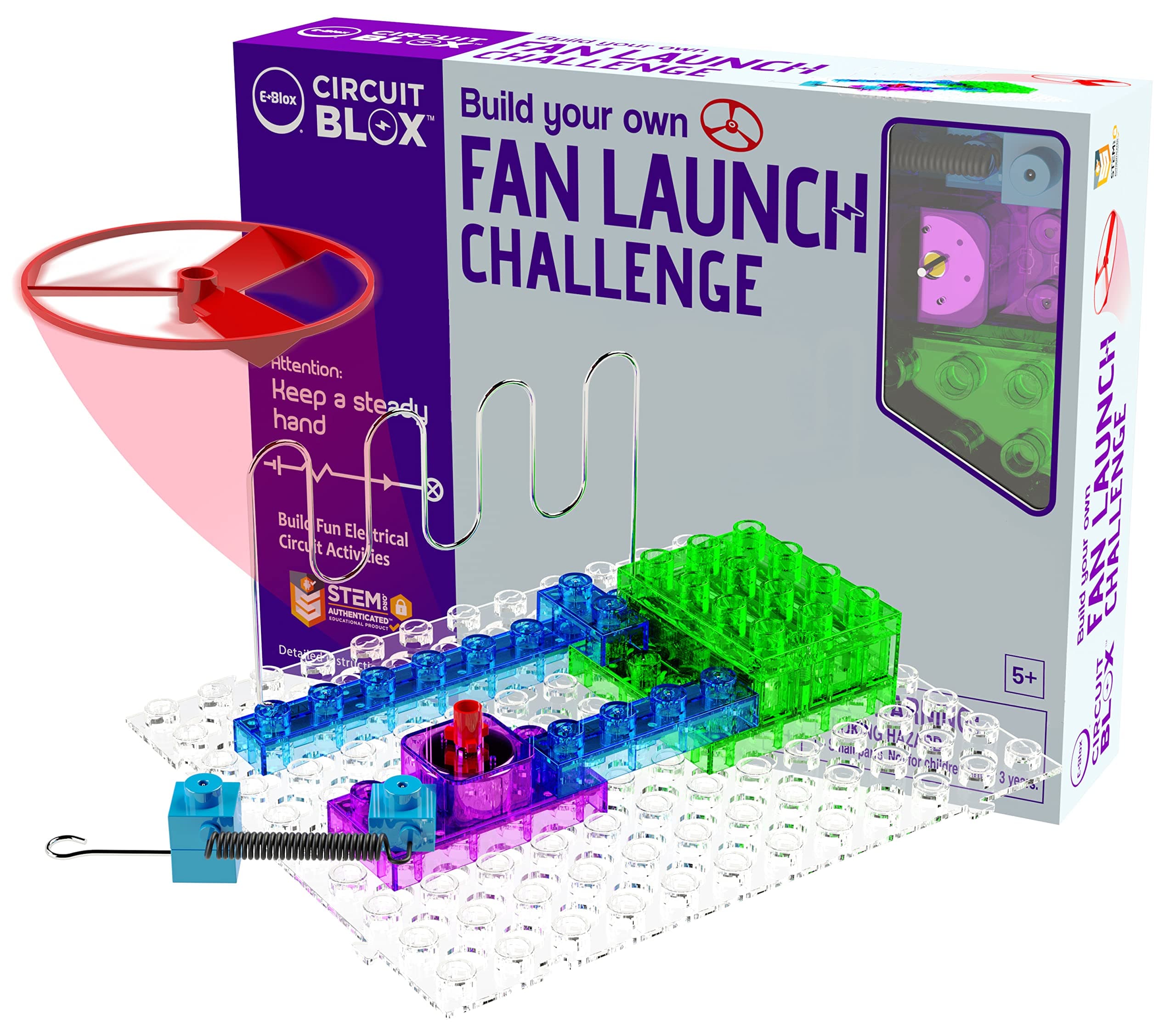 Building Blocks Circuit Kit, Build Your Own Fan Launch Wire Maze Challenge, Steady Hand Wins, Friendly Competition, Ages 5+