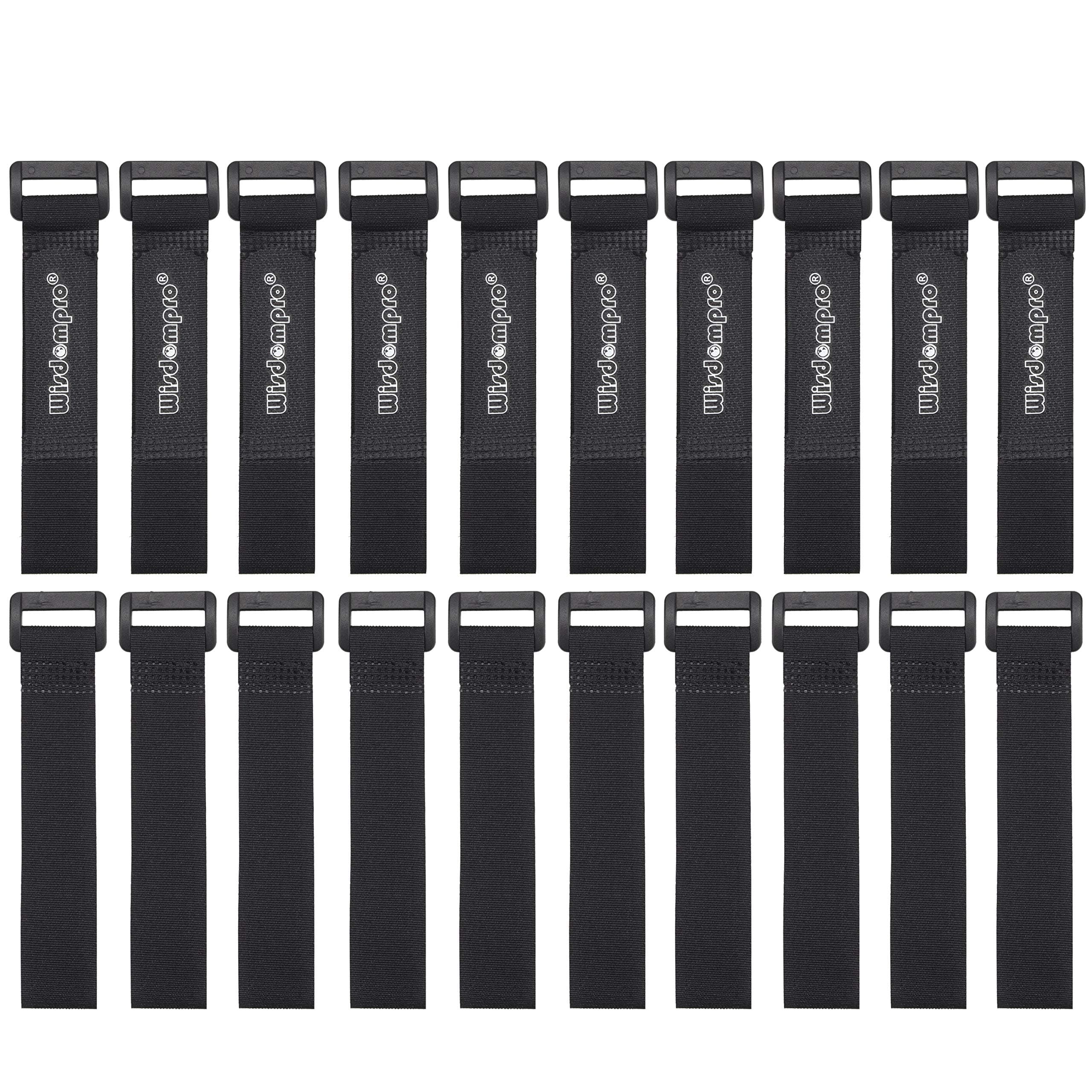 wisdompro 20 Pack 0.8 x 8 Inches Hook and Loop Reusable Fastening Cable Tie Down Straps - Reusable, Durable Functional Ties to Keep Your Home, Office, Workspace from Tangled Messes of Cords