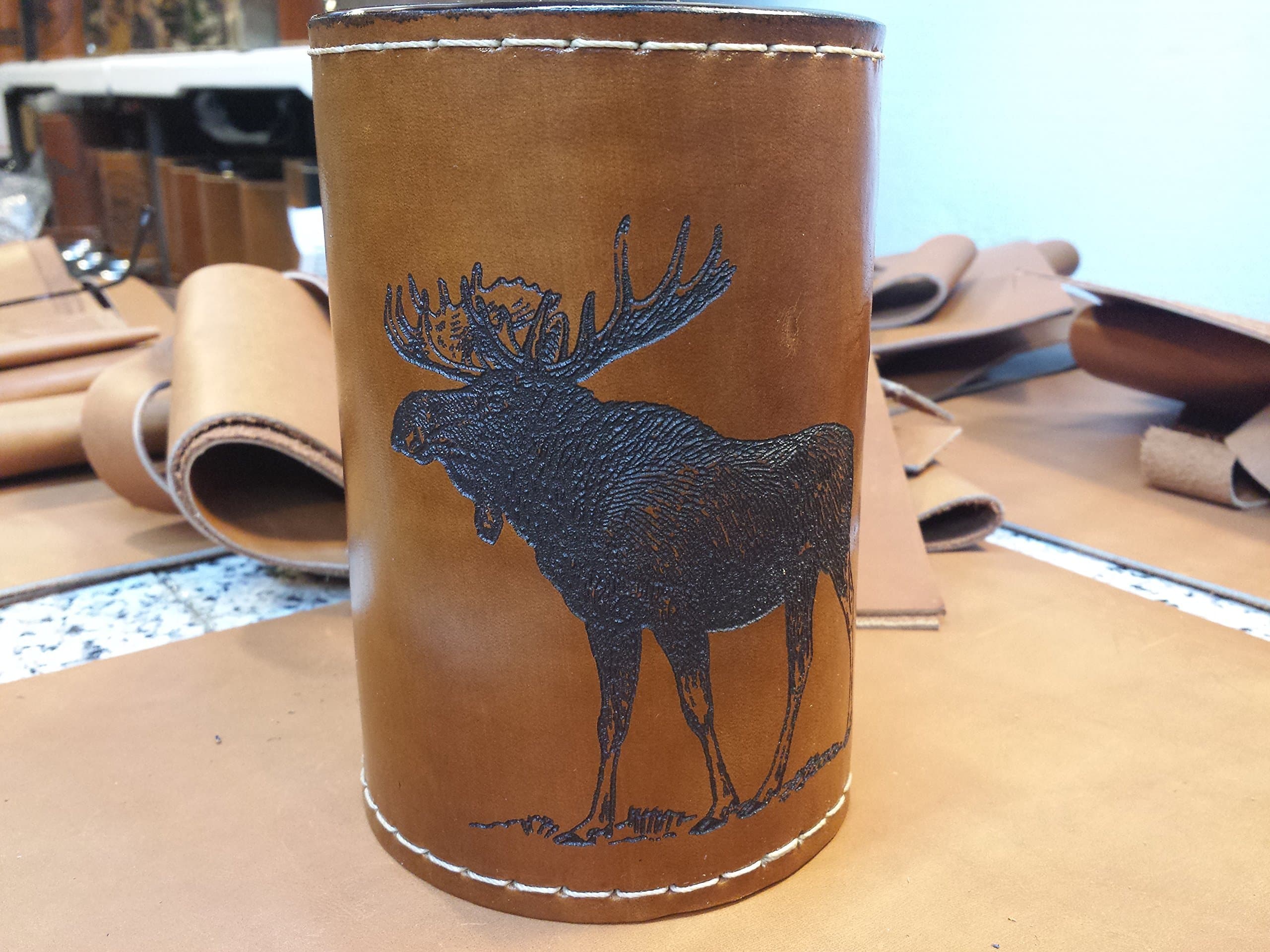 Leather MUG Moose Tankard Stein
