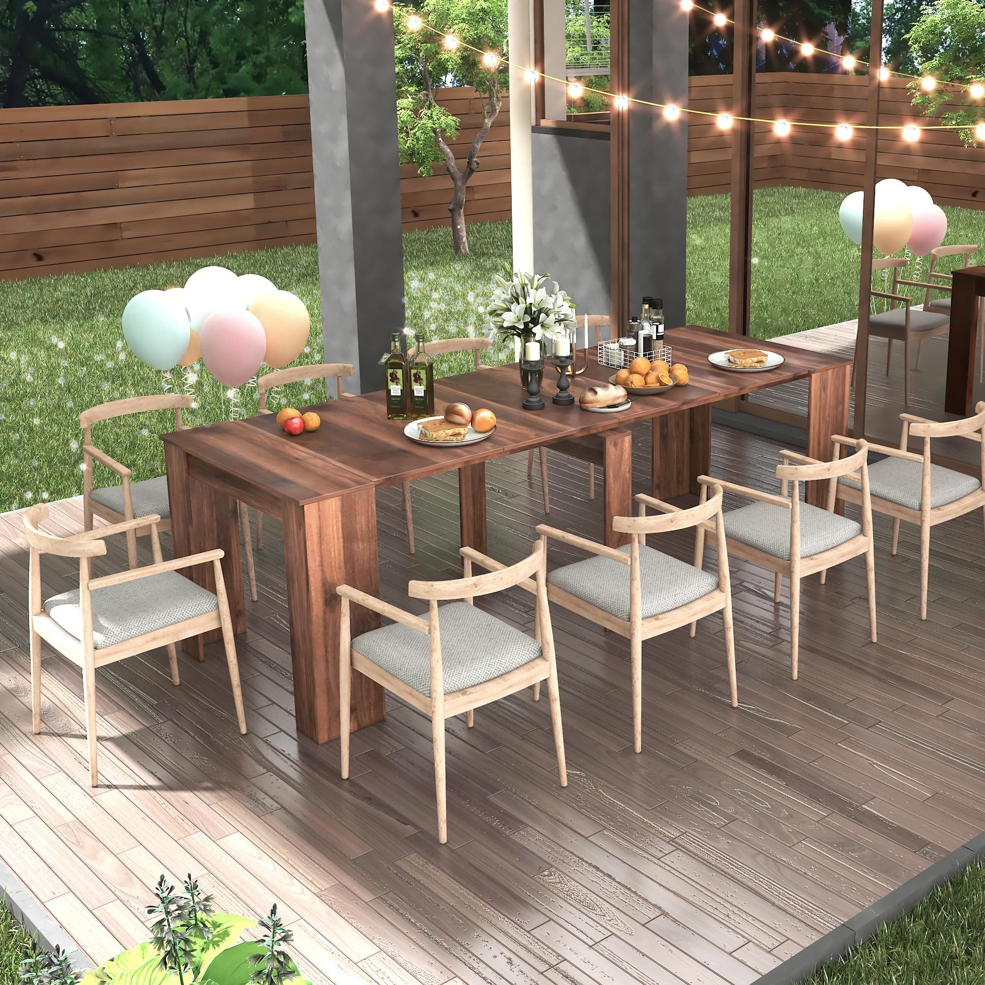 Extendable Console Dining Table for 6-10, 20"-99" Modern Extendable Dining Room Table with Storage for Small Spaces, Easy Assembly