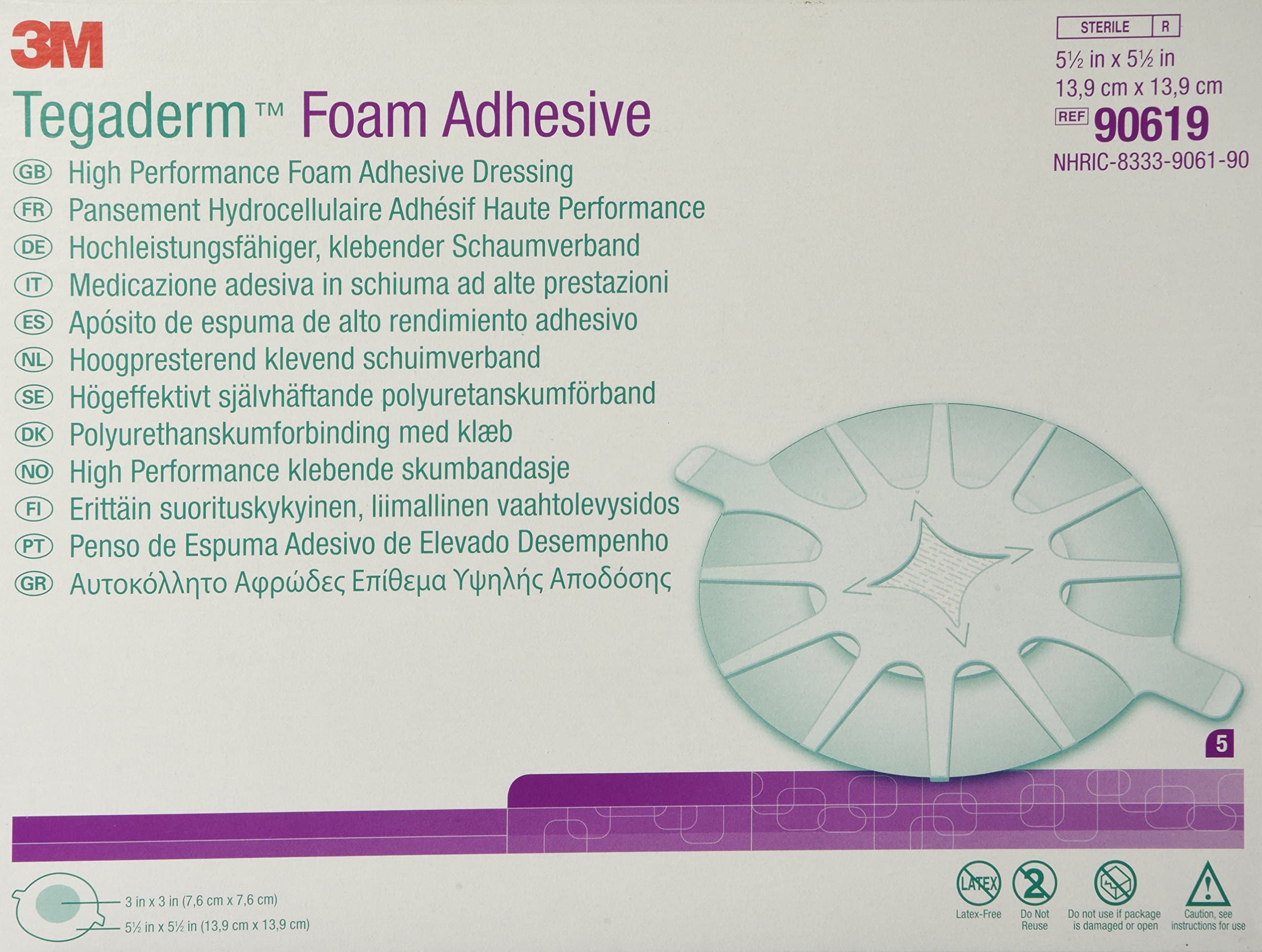 Tegaderm High Performance Adhesive Foam Dressing, 5-1/2" Square