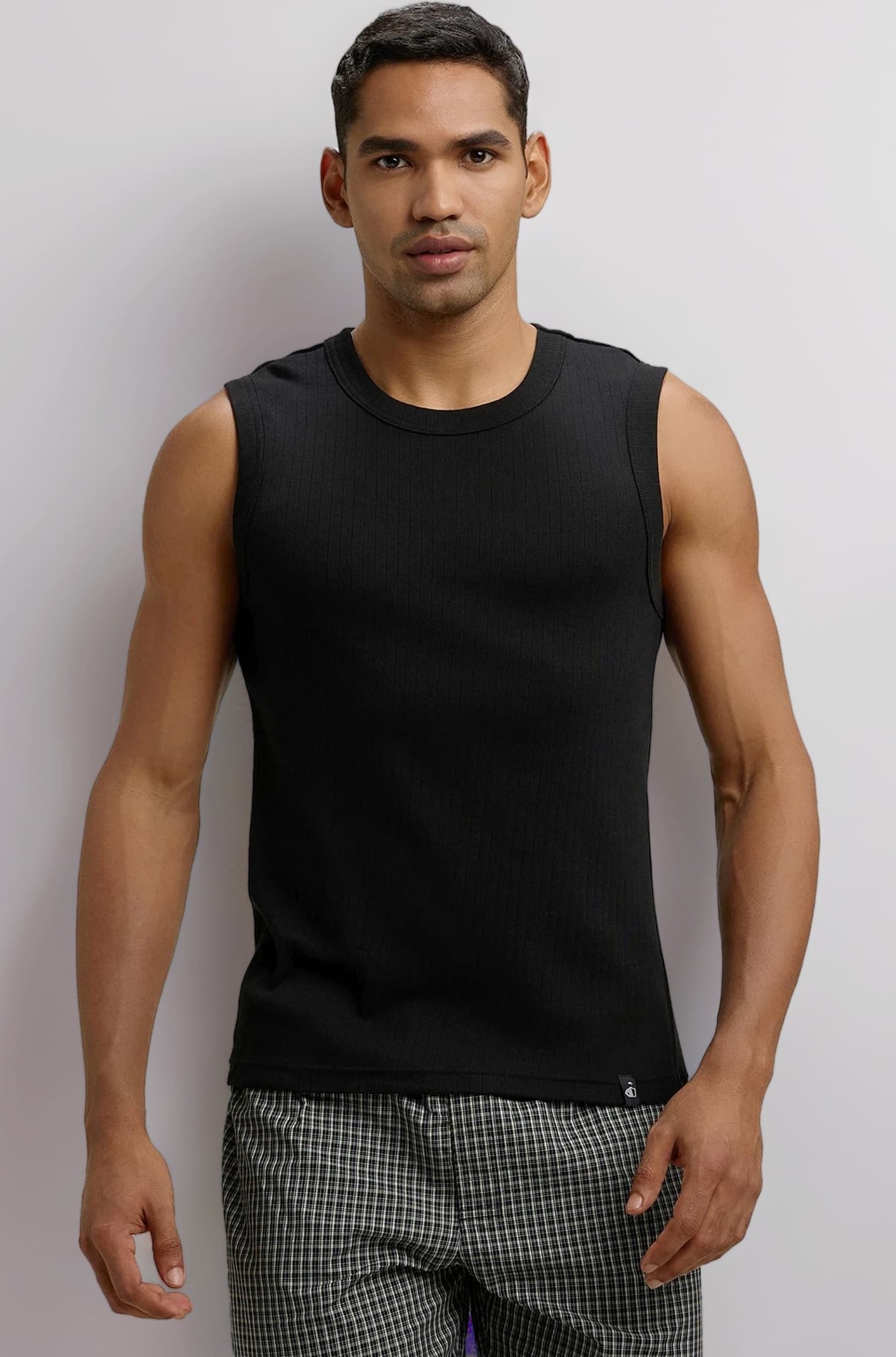 9930 Men's Super Combed Cotton Rib Solid Slim Fit Round Neck Muscle Vest