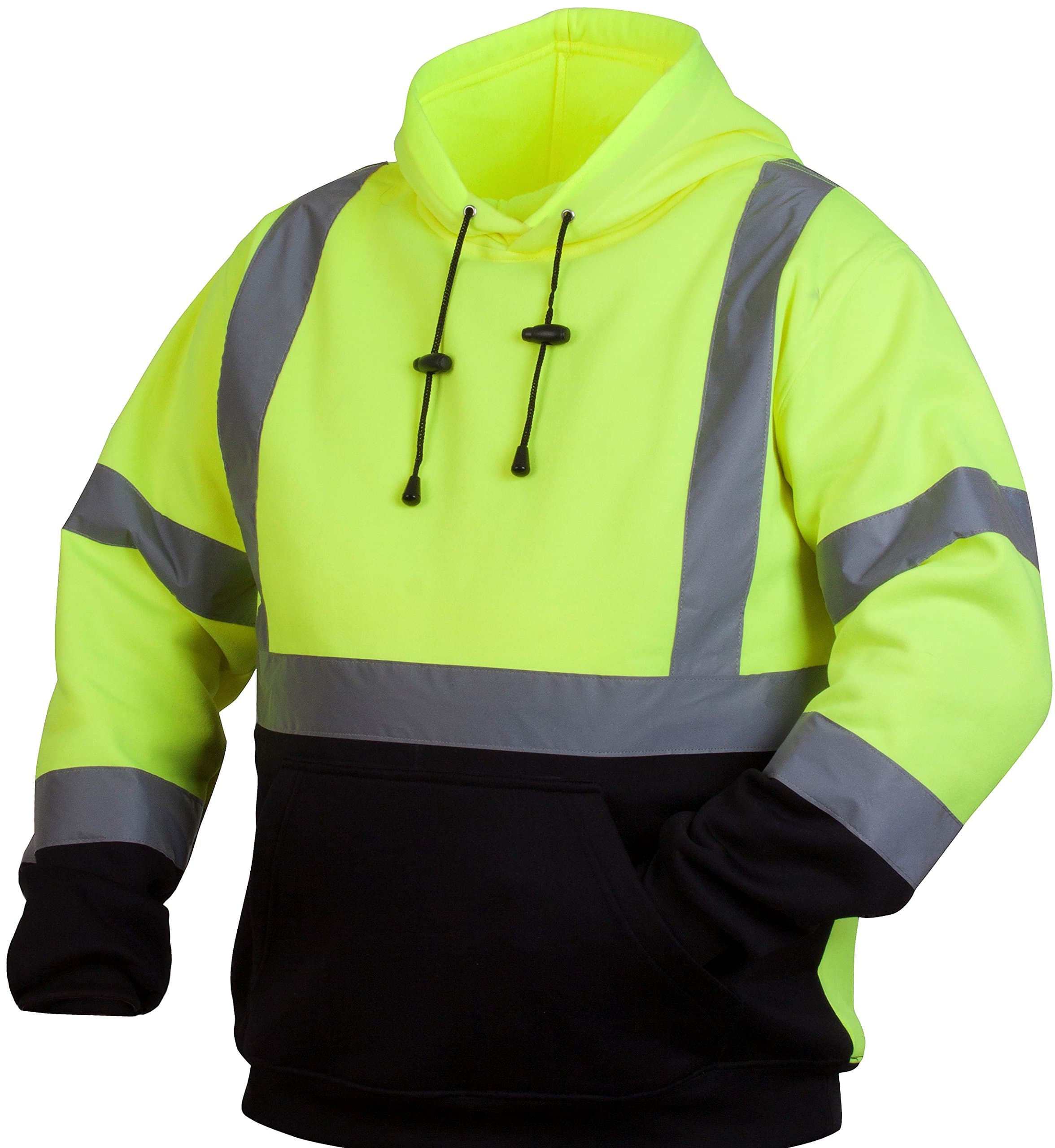 Safety Pullover Sweatshirt With Black Bottom Hi Vis Lime,Extra Large