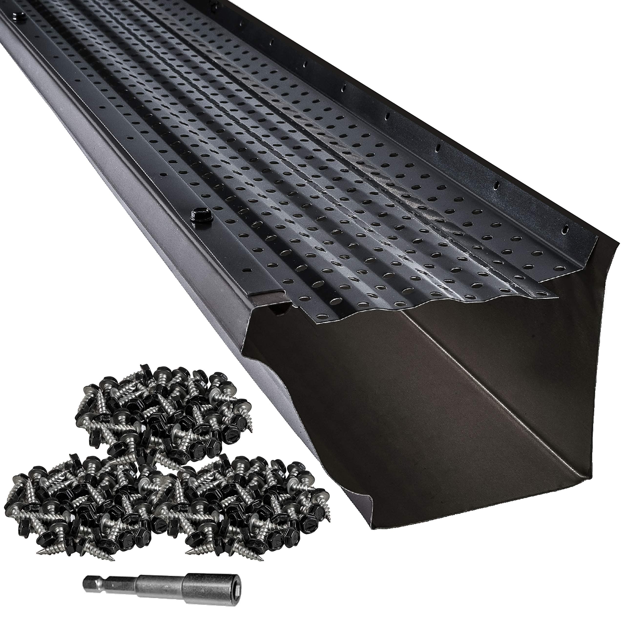 LeafTek DIY Gutter Guards | 6" x 32' Leaf Protection in Black | Premium 35 Year Aluminum | Available in 32', 100' & 200' | 5” & 6” | Made in The USA