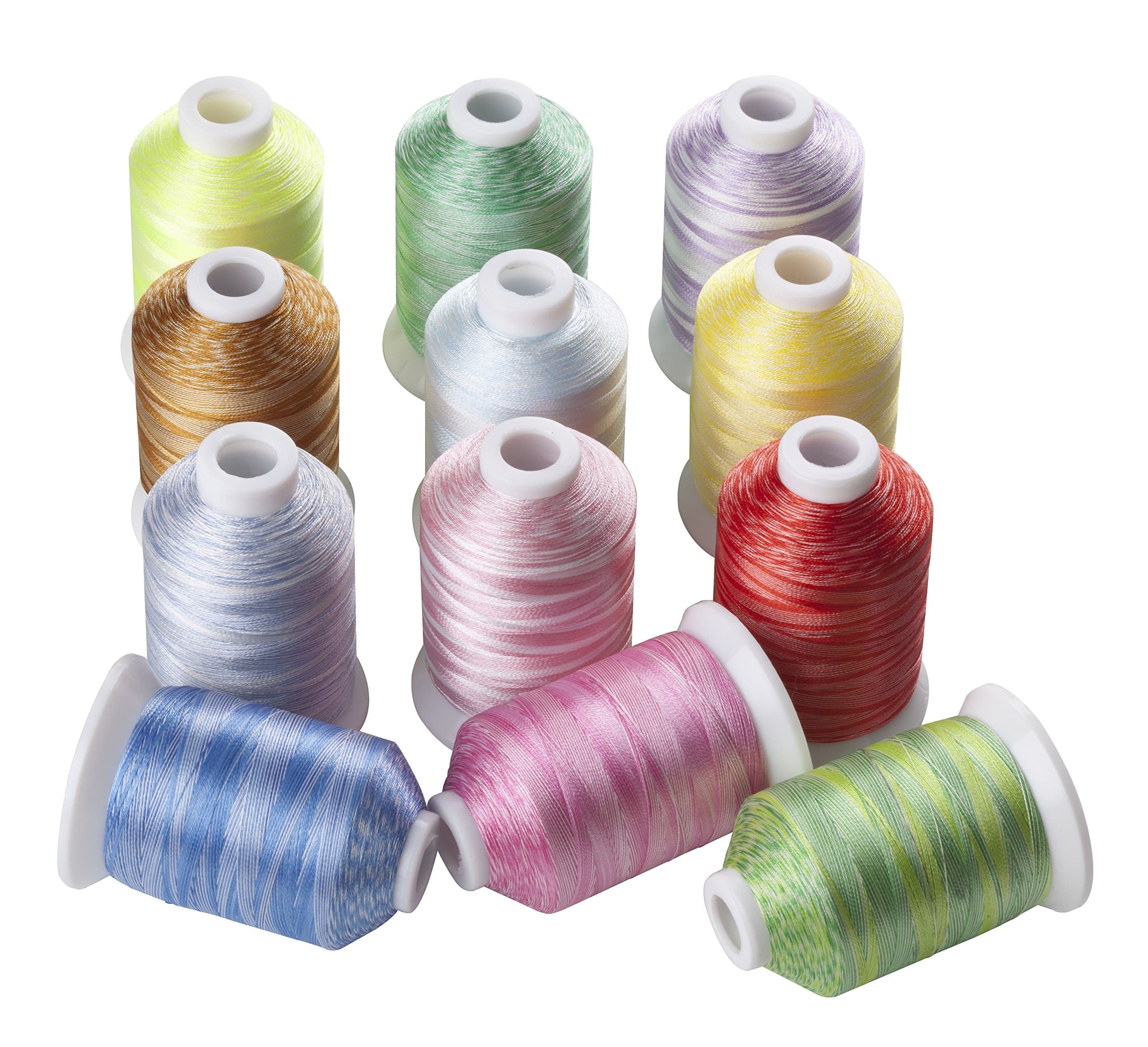 Simthreads 12 Variegated Colors Polyester Embroidery Machine Thread for Most Home Sewing Embroidery Machines 1100 Yards Each