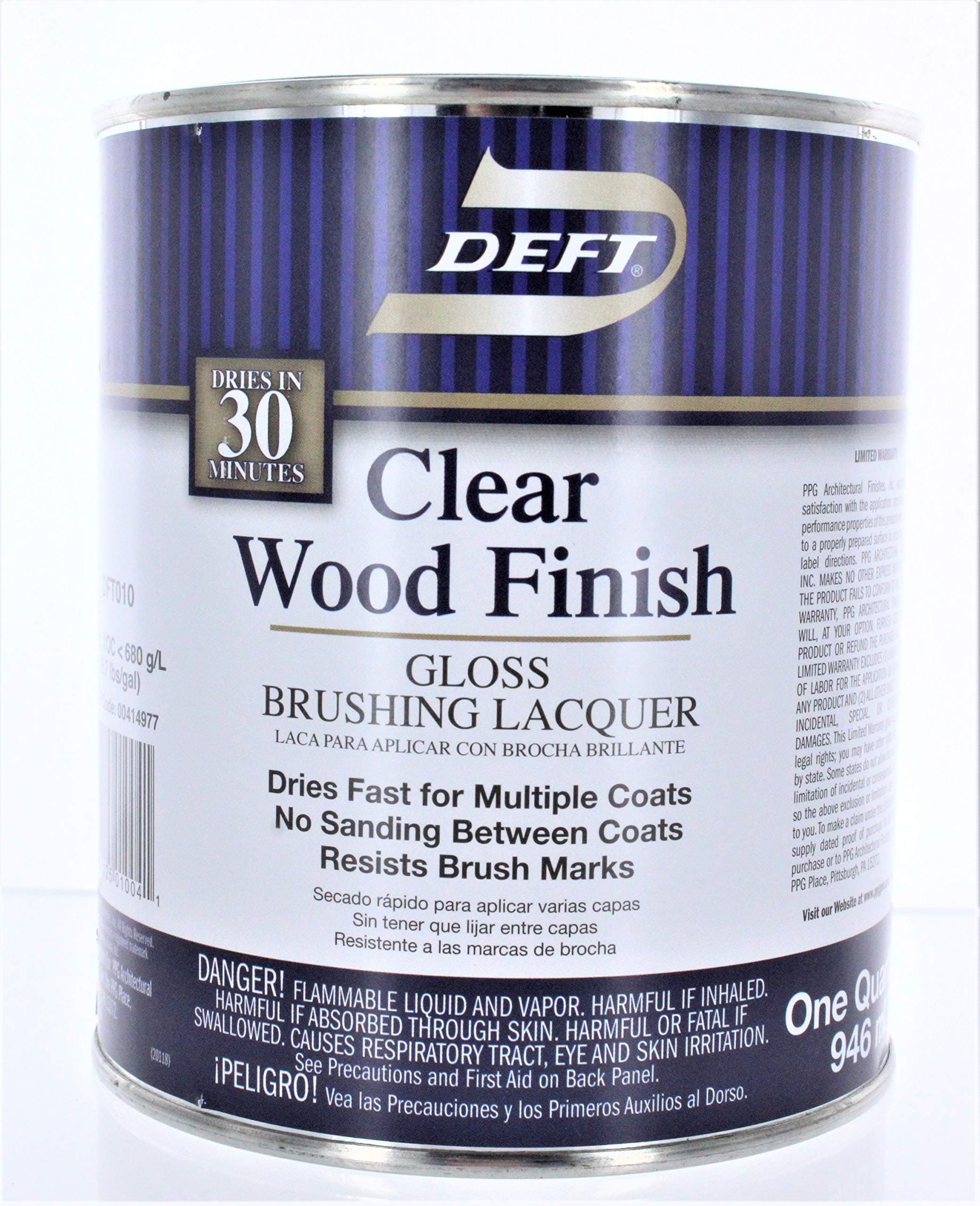 Deft Interior Clear Wood Finish Gloss Brushing Lacquer, Quart