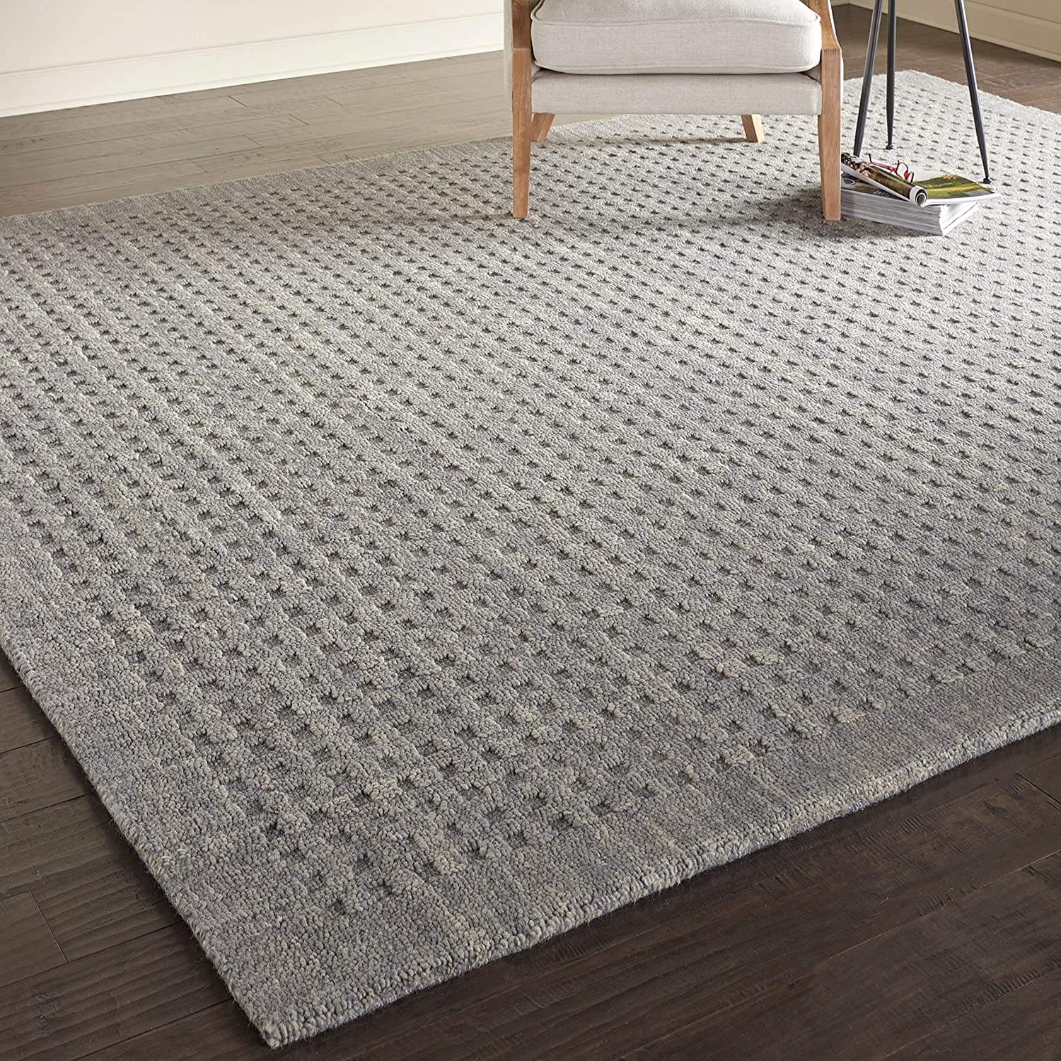 ZARACARPETS Solid Plain Exported Quality Hand Made Carpets and Rug Size 9 Feet by 12 Feet (9x12 feet) Loop Grey