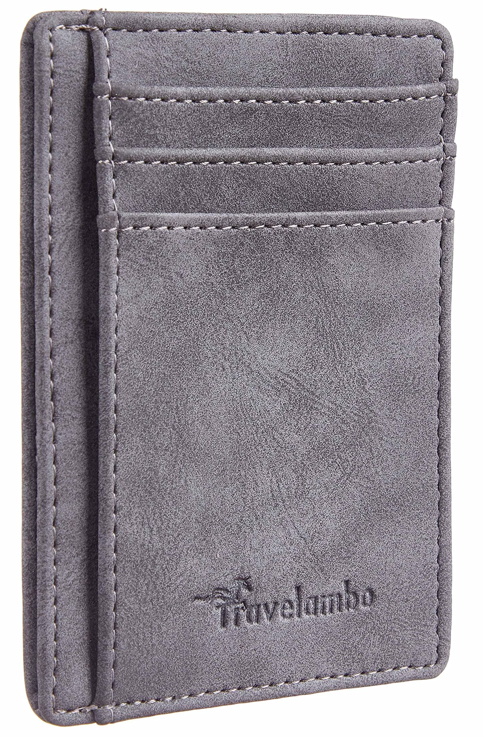 Travelambo Slim Wallet Front Pocket Minimalist Leather RFID Blocking Medium Size