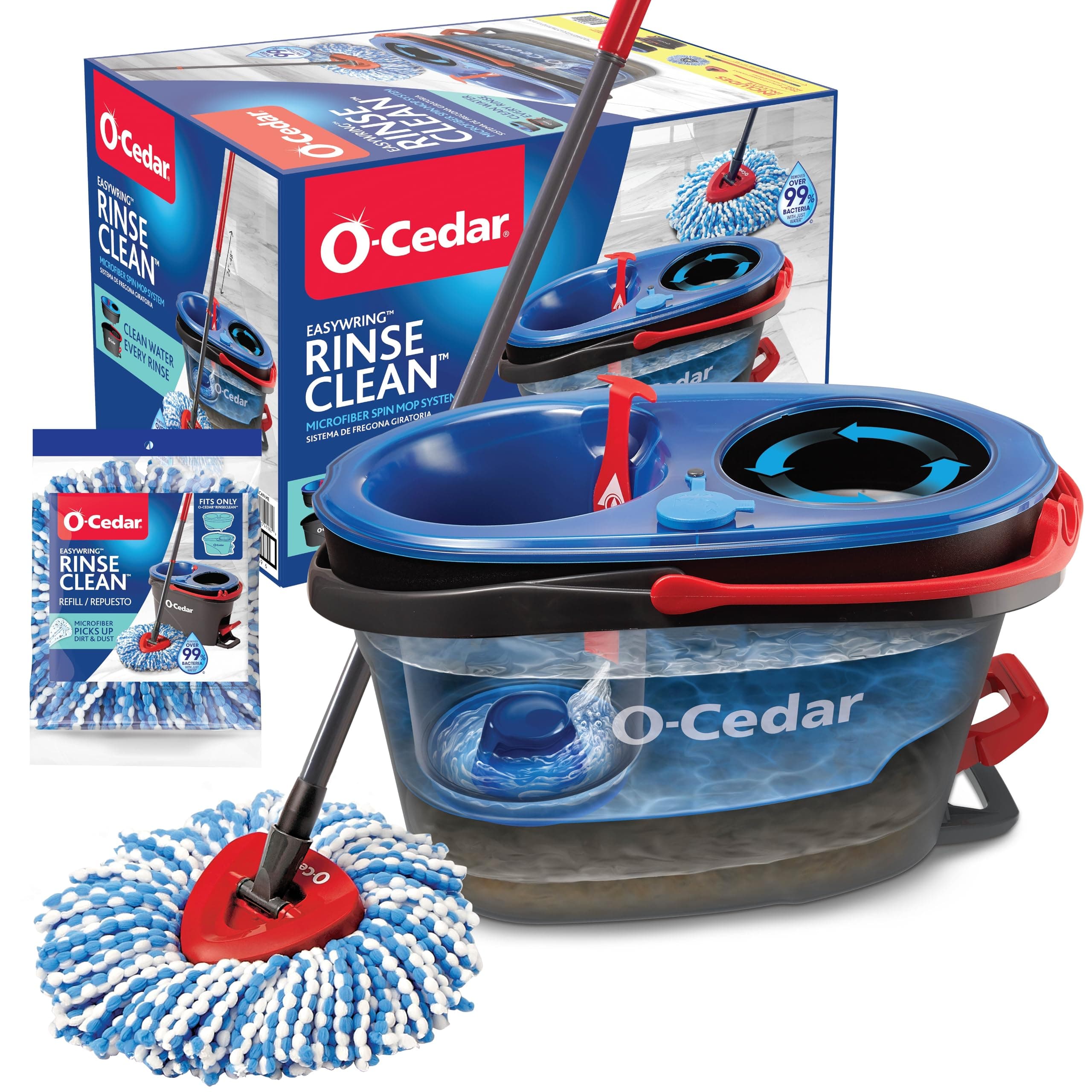 RinseClean Spin Mop & Bucket System +1 Extra Mop Head Replacement