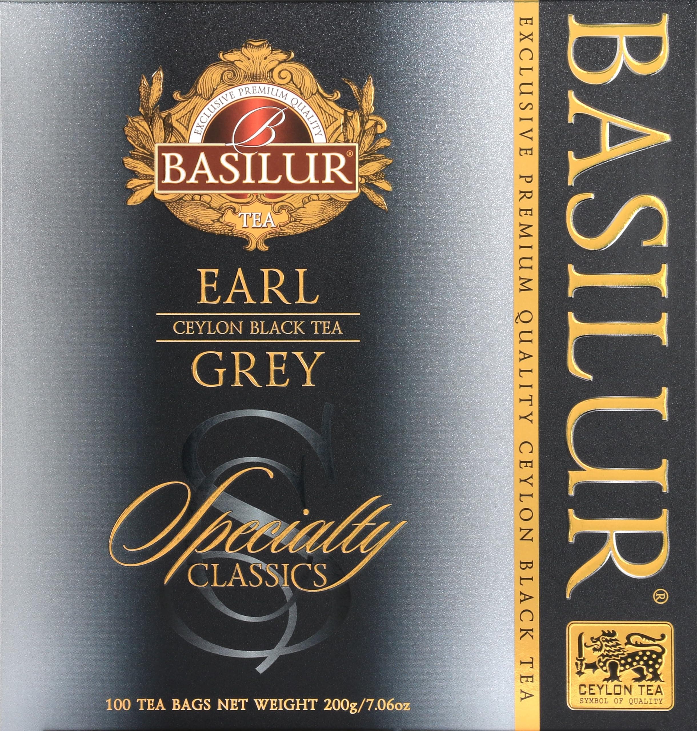 باسلور شاي ايرل جراي اسود من سبيشاليتي كلاسيكس - 100 كيس شاي بخيط وعلامة