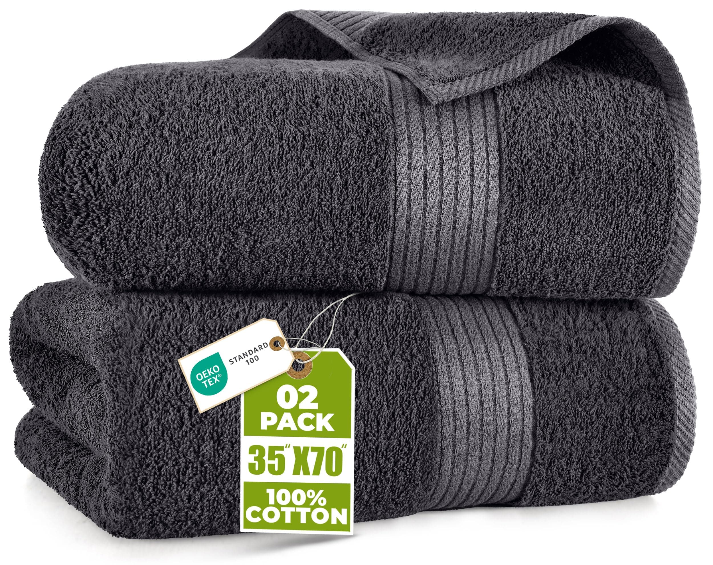 Utopia Towels Bath Sheets 2 Pack, 35x70 Inches, Extra Large Shower Towels, 100% Ring Spun Cotton, Soft and Absorbent, Bath Towel Large, Towel Set, Grey