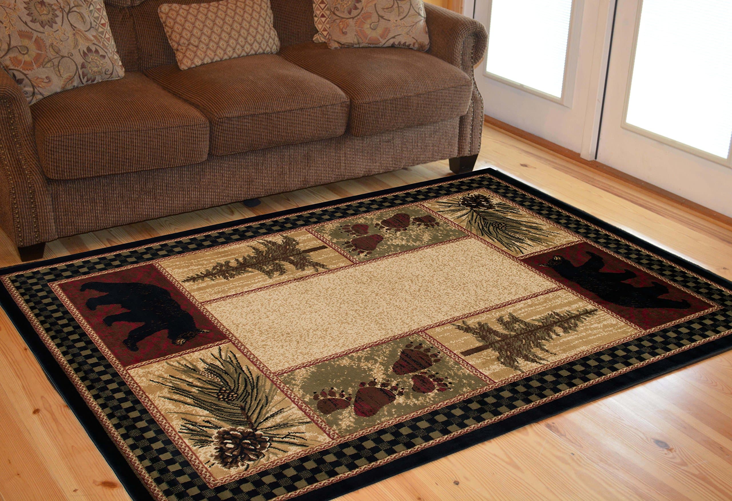 Rustic Lodge Black Bear 2x8 Area Rug, 2'3x7'7