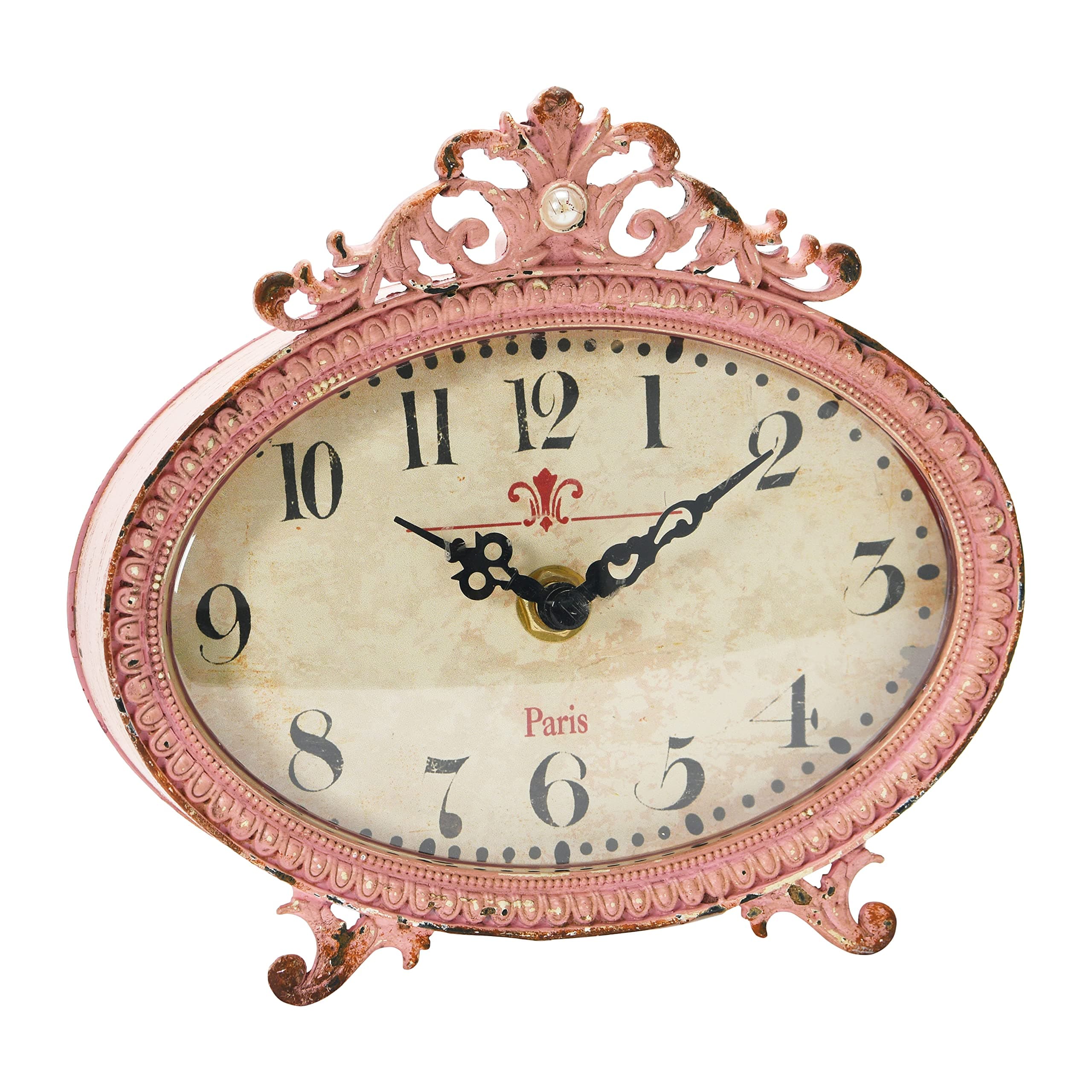 Creative Co-opDistressed Pewter, Pink Mantel Clock