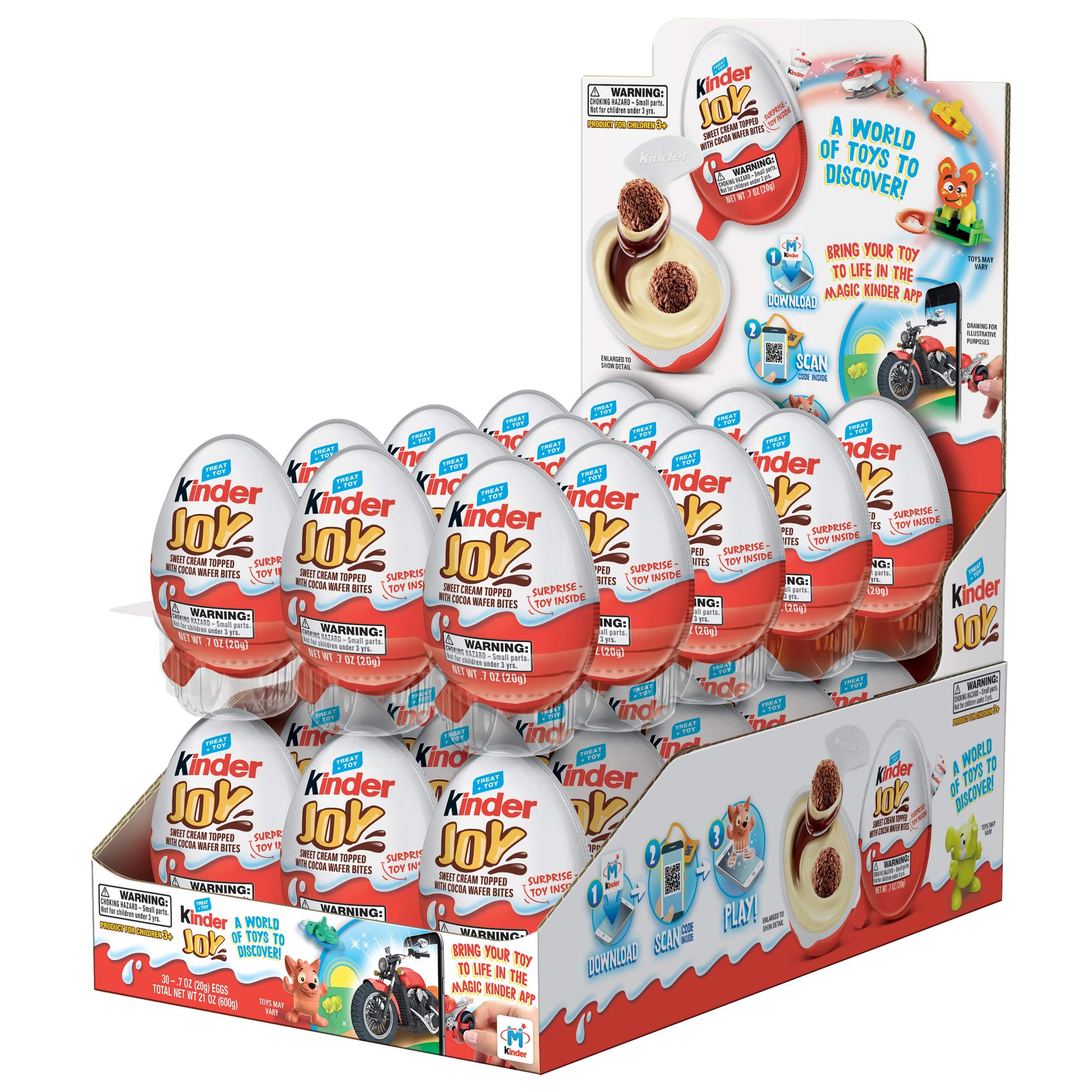 Kinder JOY Eggs, 30 Count Individually Wrapped Chocolate Candy Eggs With Toys Inside, Perfect Surprise for Kids, 21 oz