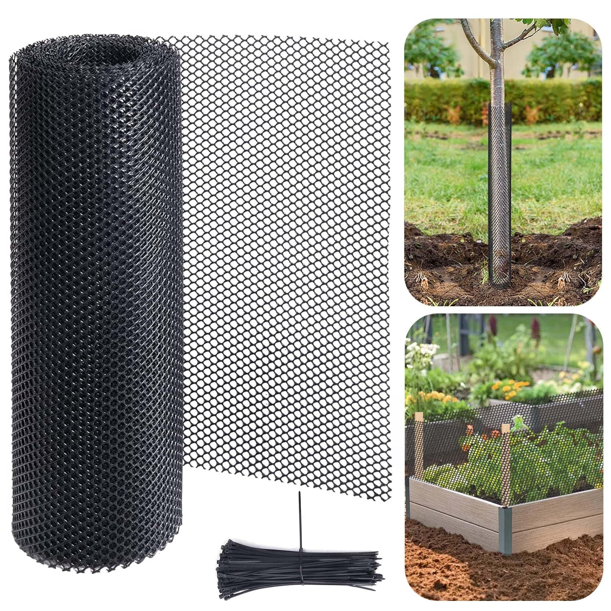 Watayo 20 Ft Mesh Tree Guard Trunk Protectors- Tree Bark Protector- Flexible Net Tree Guard with 100 Pcs Ties for Tree Protectors from Deer Mowers Trimmers