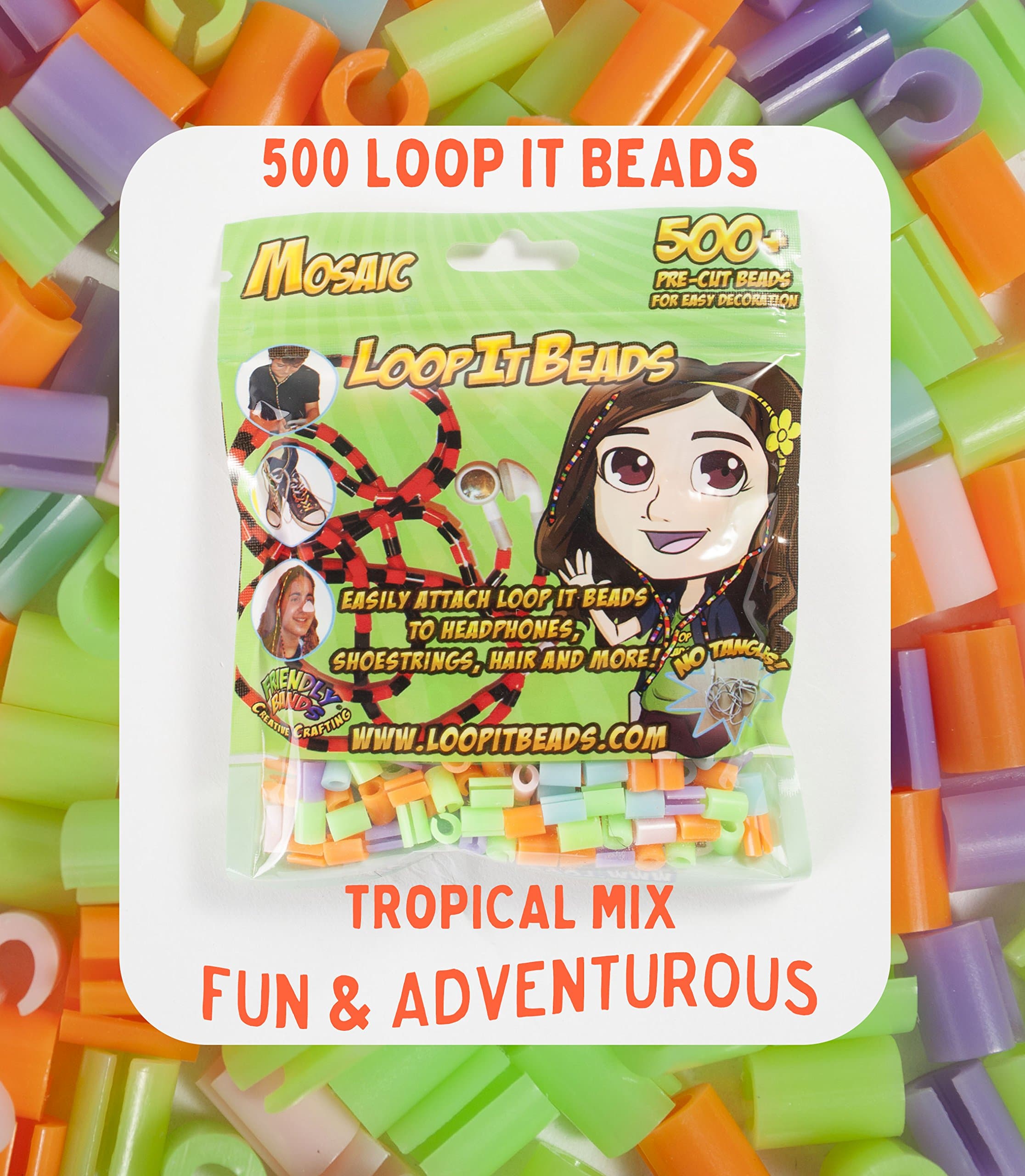 Friendly Bands Loop It Beads 500/Pkg-Psychedellic