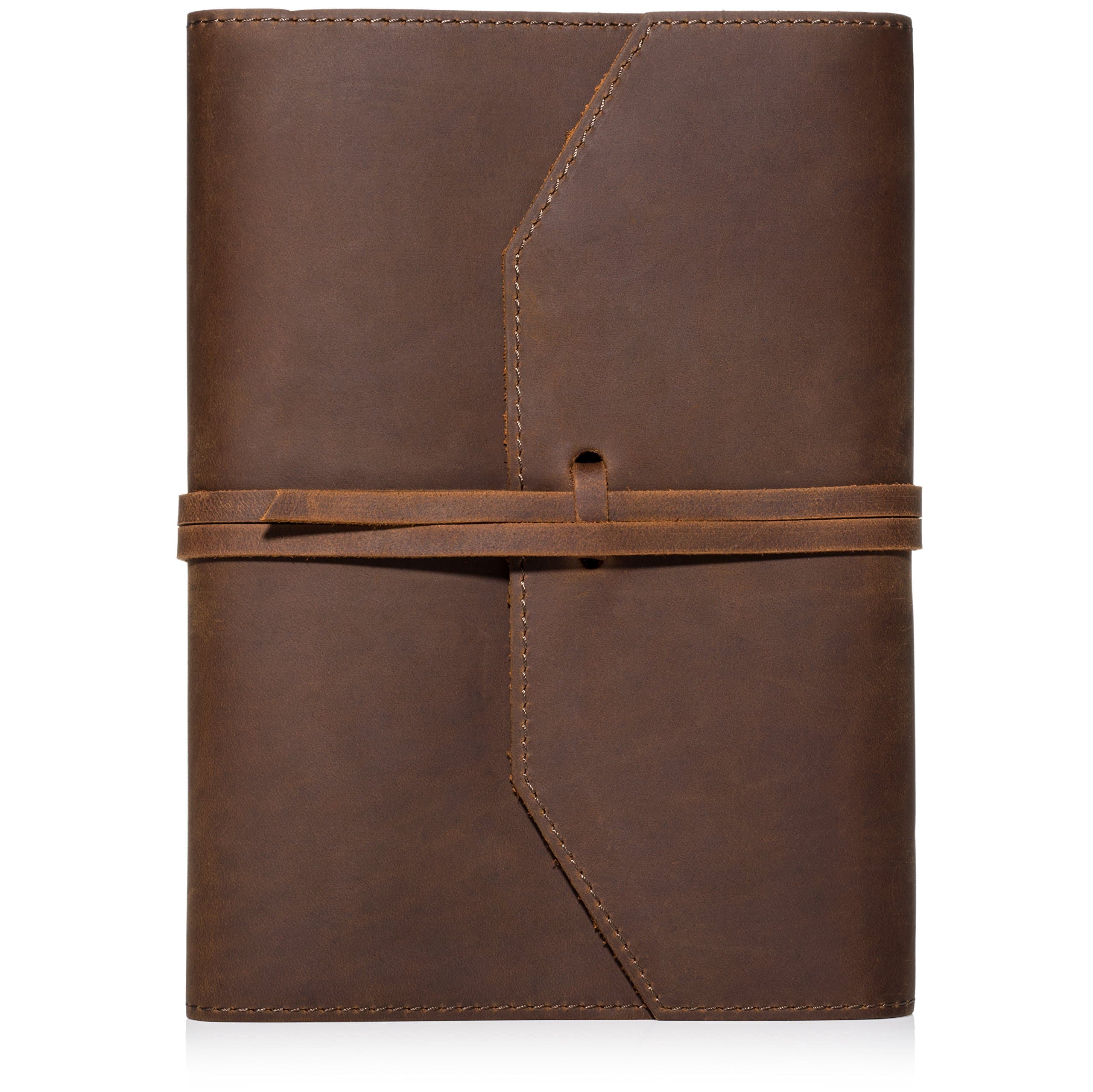 LEATHER JOURNAL REFILLABLE Writing Notebook - Lay Flat Lined Notebook, Handmade Leather Bound Diary for Men & Women, Best Gift for Travel Diary, Creative Writing & Notebooks to write in, Large 6x8