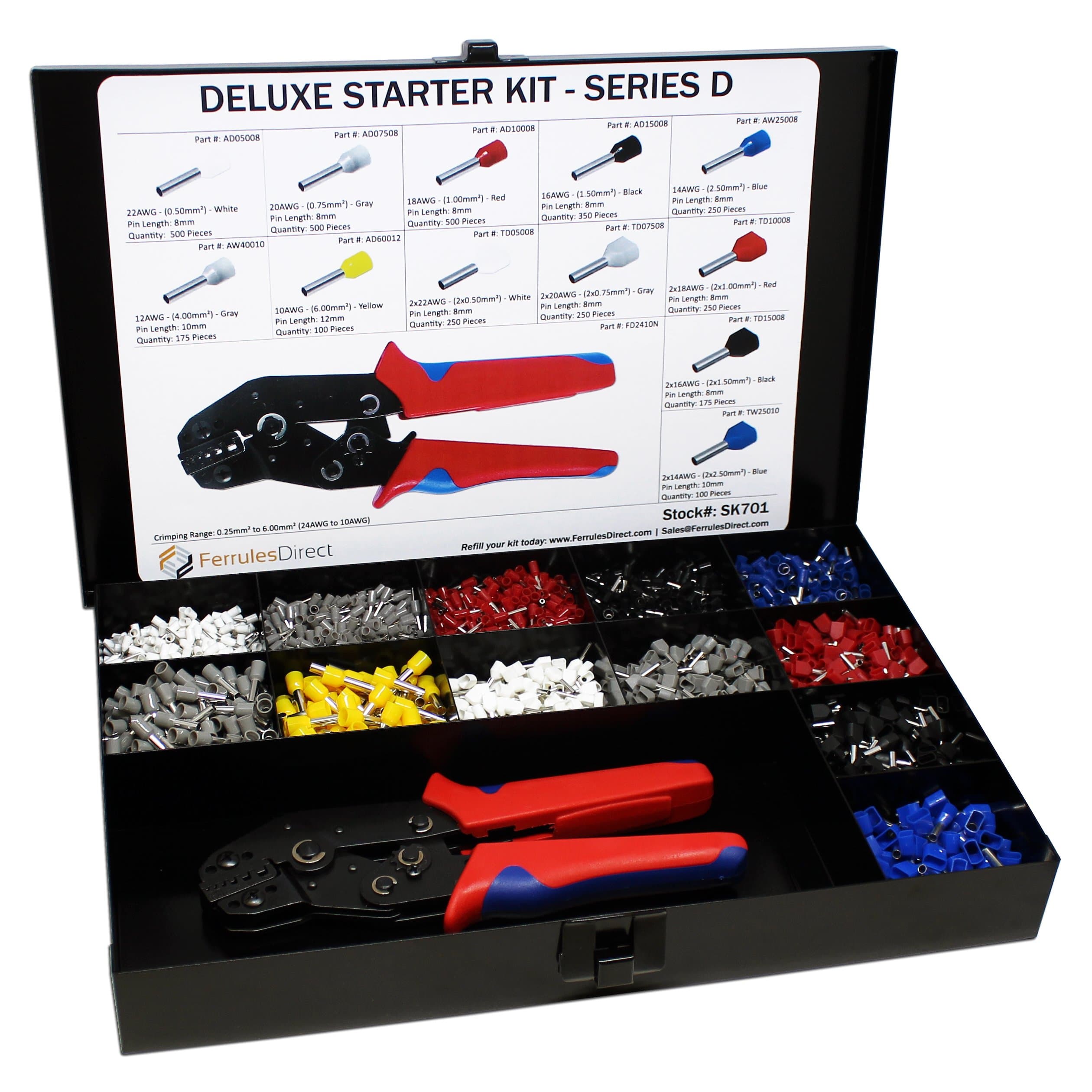 3450 Piece Wire Ferrules Starter Kit with Self Adjusting Tool 22 AWG to 10 AWG Insulated Connectors-SK701