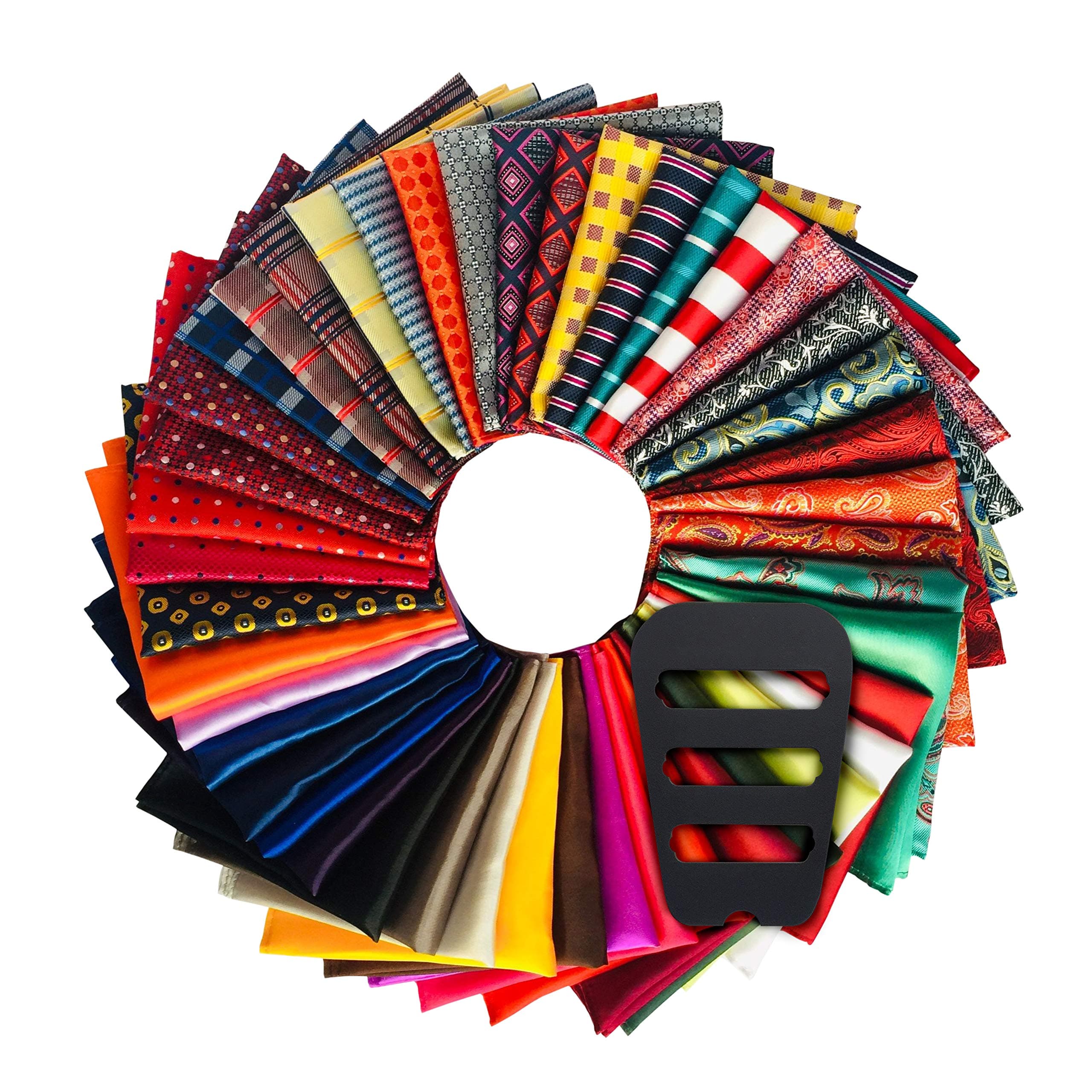 ekSel 45 Pack Pocket Square Set for Men Assorted Patterns and Colors Party Weddings