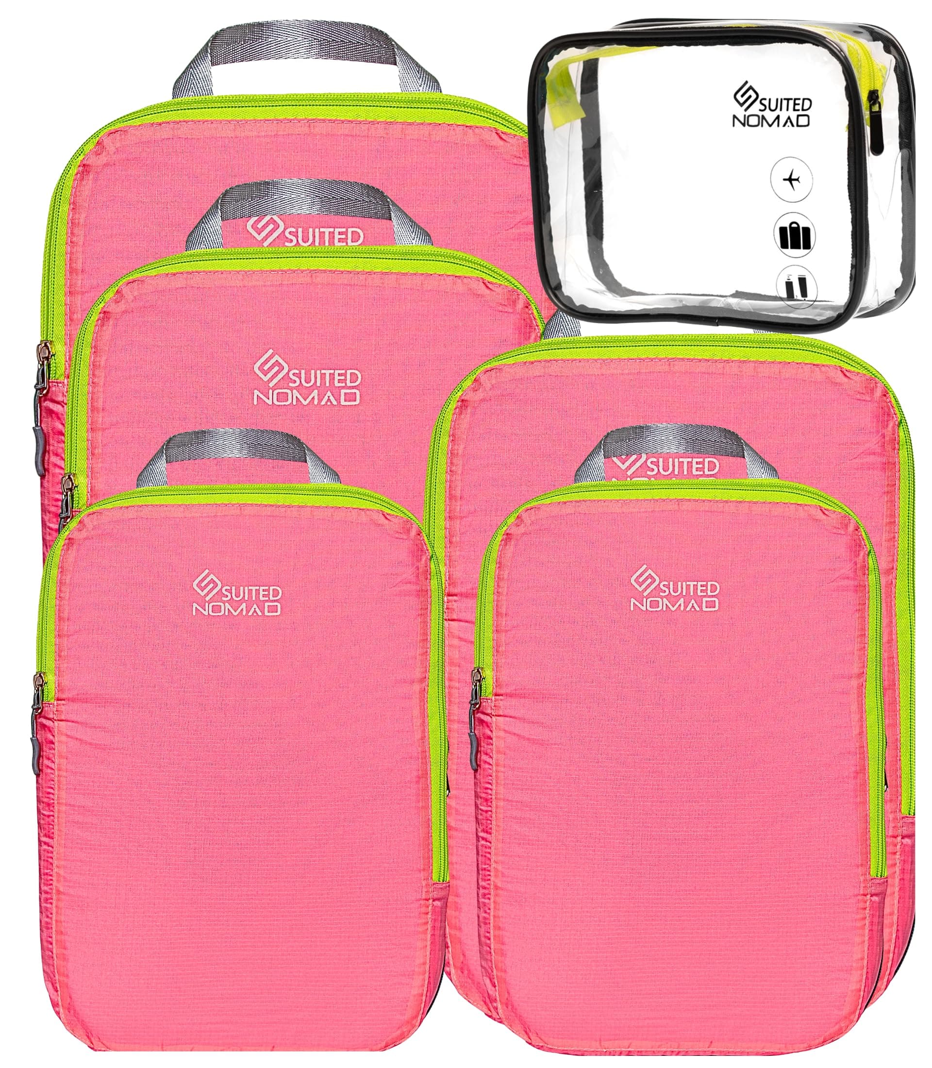 SUITEDNOMAD Ultralight Compression Packing Cubes Set, Suitcase and Backpack Travel Organizer Bags