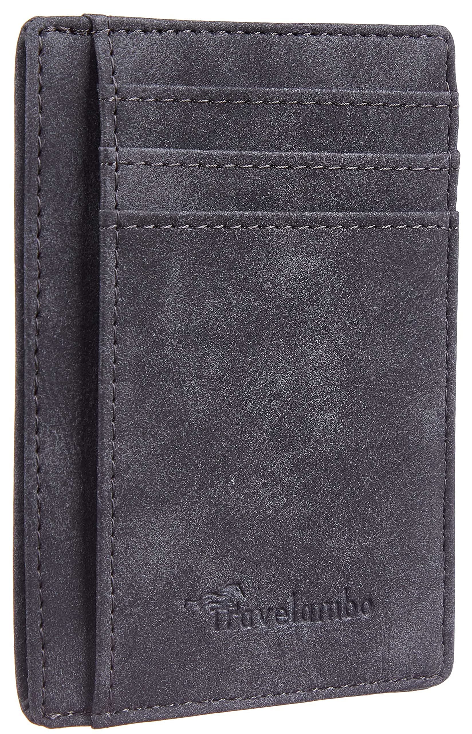Slim Wallet Front Pocket Minimalist Leather RFID Blocking Medium Size