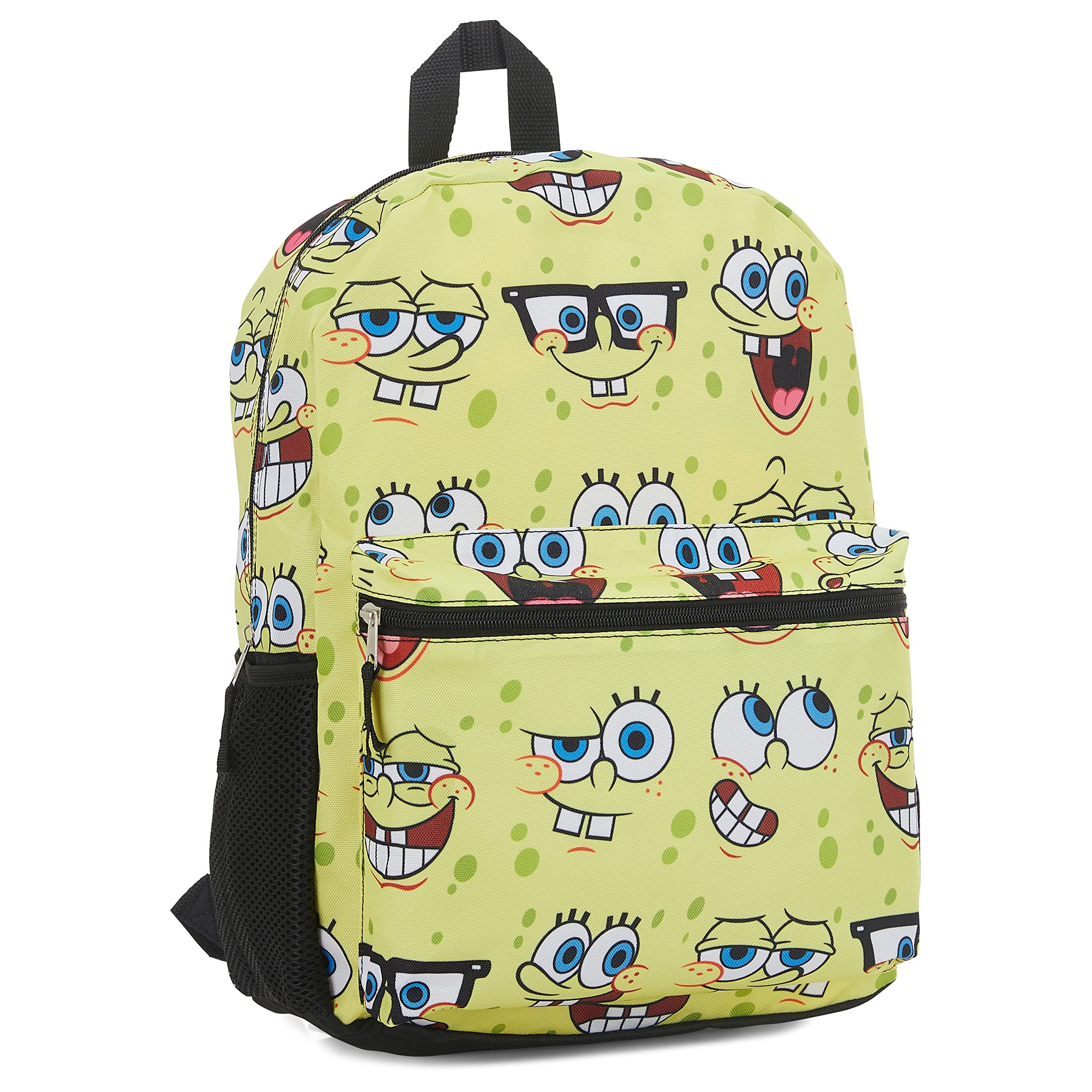 Spongebob Squarepants Allover Print Backpack - Spongebob Squarepants Allover Backpack Set - Spongebob, Squidward, Patrick and Mr. Krabs (Yellow Allover)