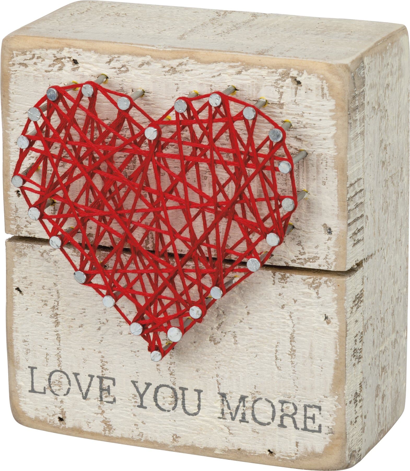 34248 Rustic White String Art Box Sign, 3.5" x 4", Love You More