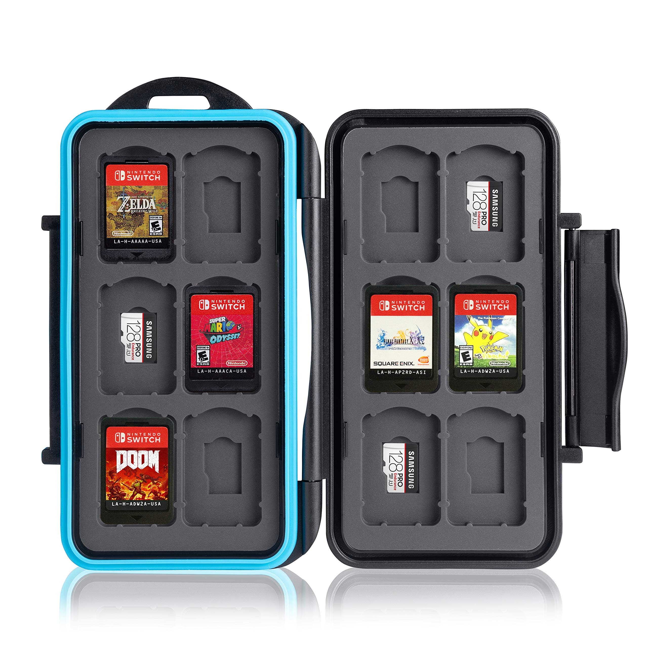 Memory Card Case for 12 Nintendo Switch Games, Black Protective Travel Bag, Card Safe with Zipper Pocket