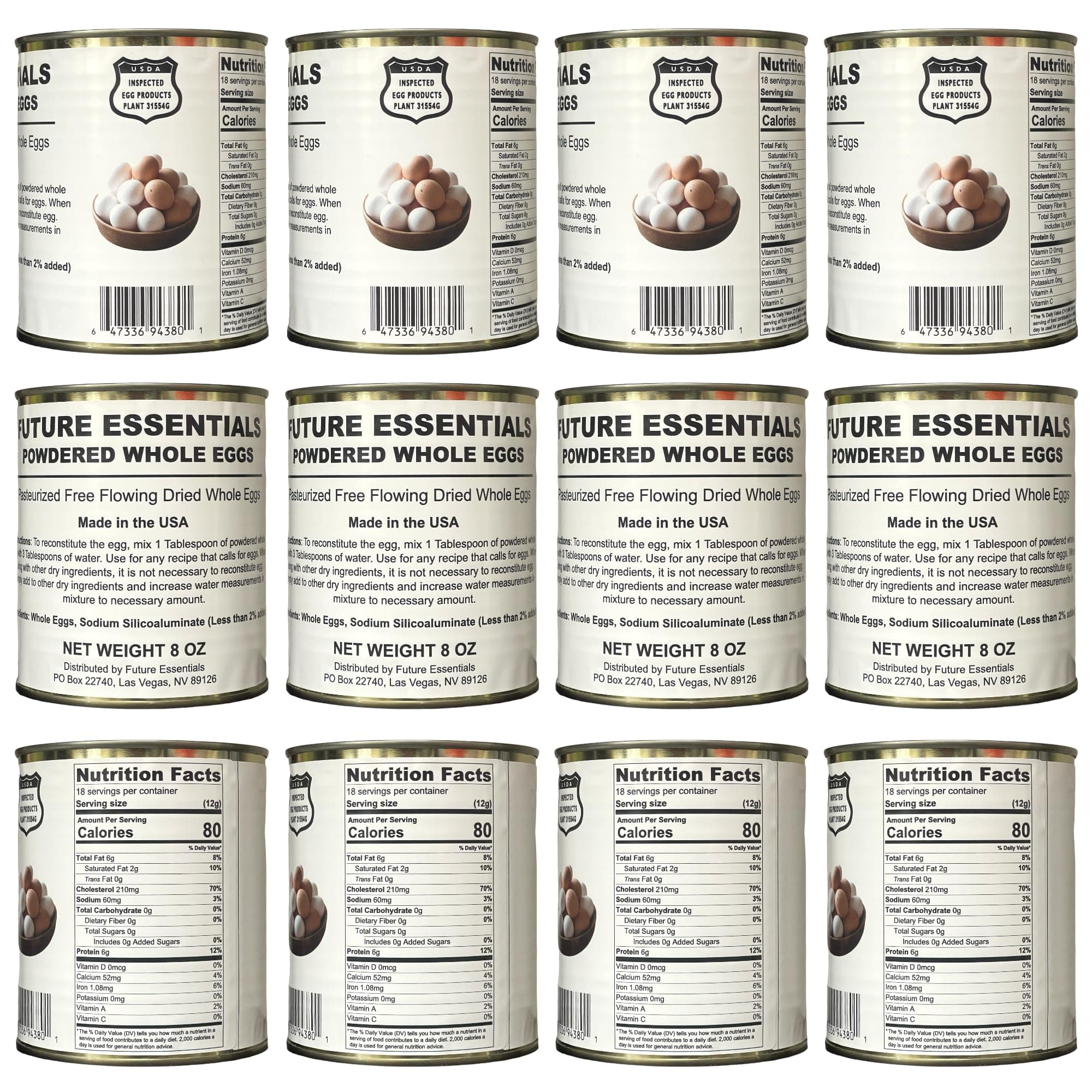 Future Essentials Canned Powdered Eggs (Full Case (12-Pack))
