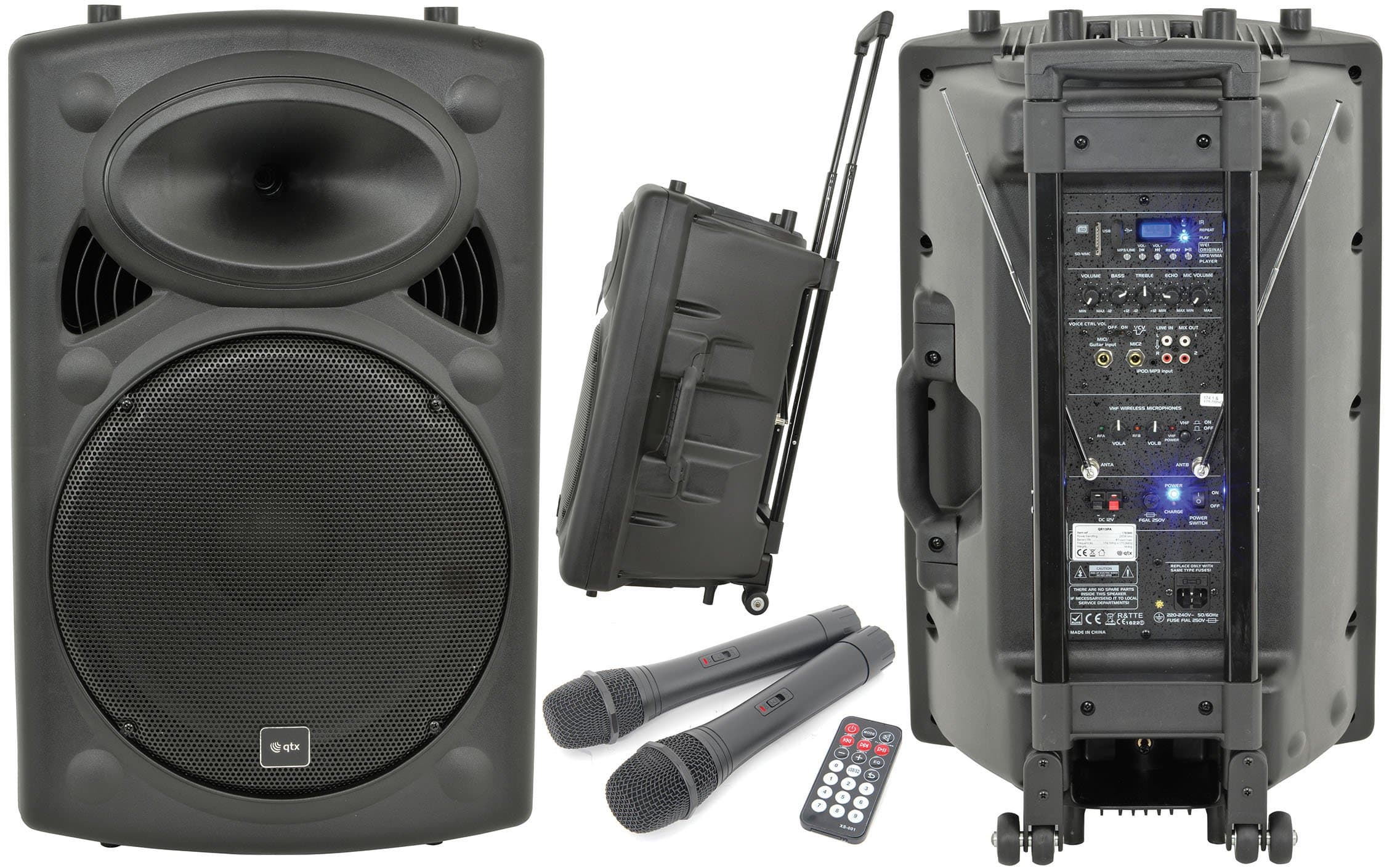 qtx250 W Portable PA System with Wireless Microphone
