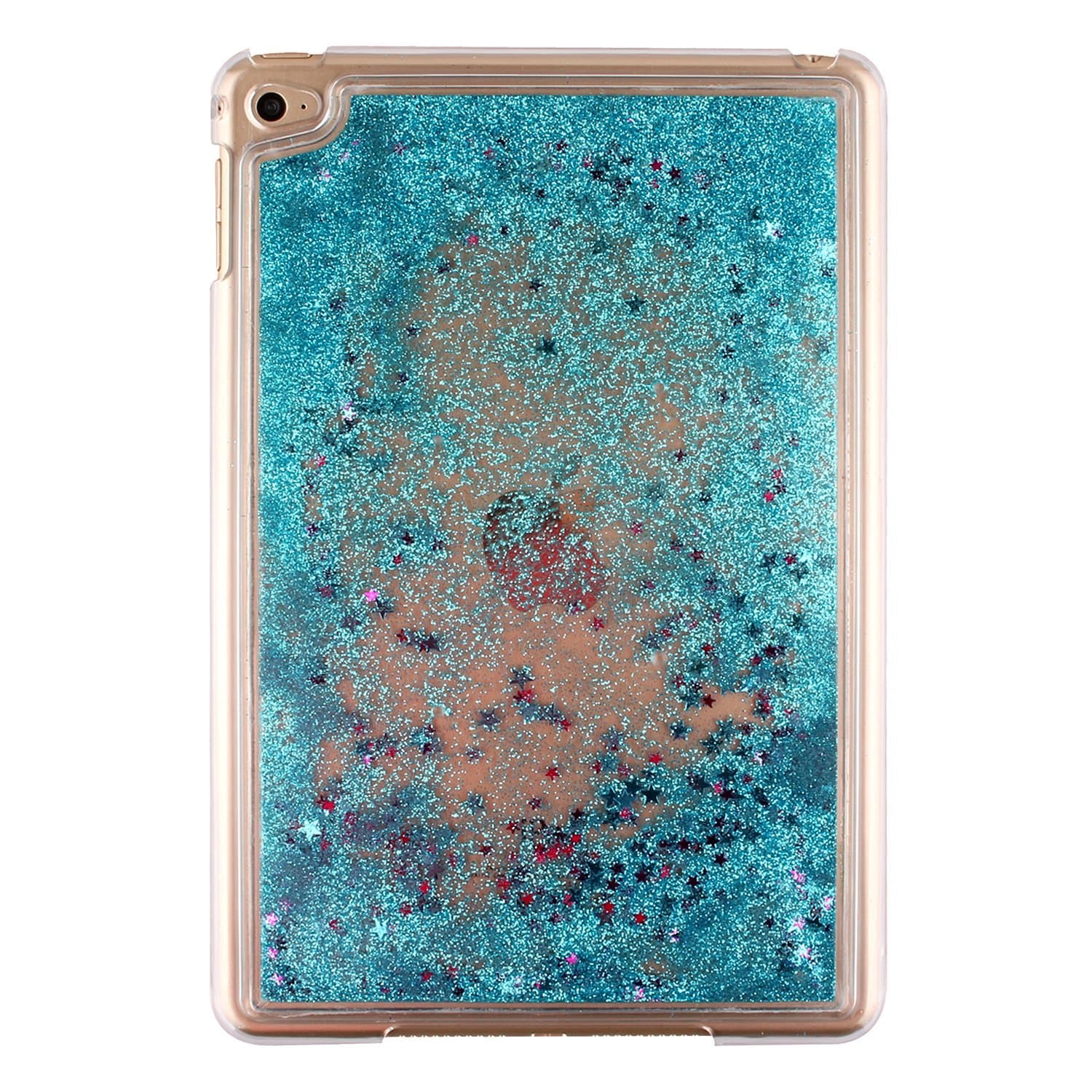 Nasin iPad Mini 4 Case, iPad Mini 4 Case, Creative Design Bling Glitter Shiny Quicksand Sparkle Flowing Floating Liquid Transparent Plastic Back Cover (Blue)